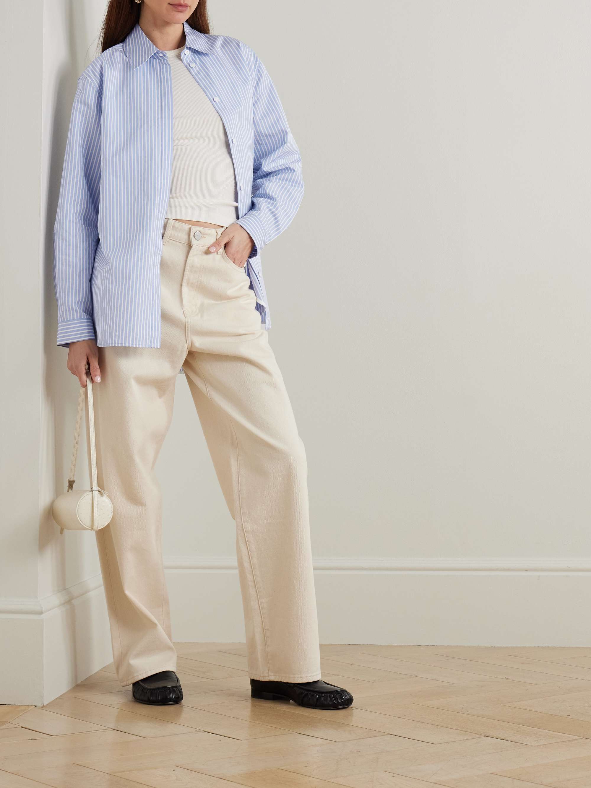 Hunter striped cotton and silk-blend poplin shirt view