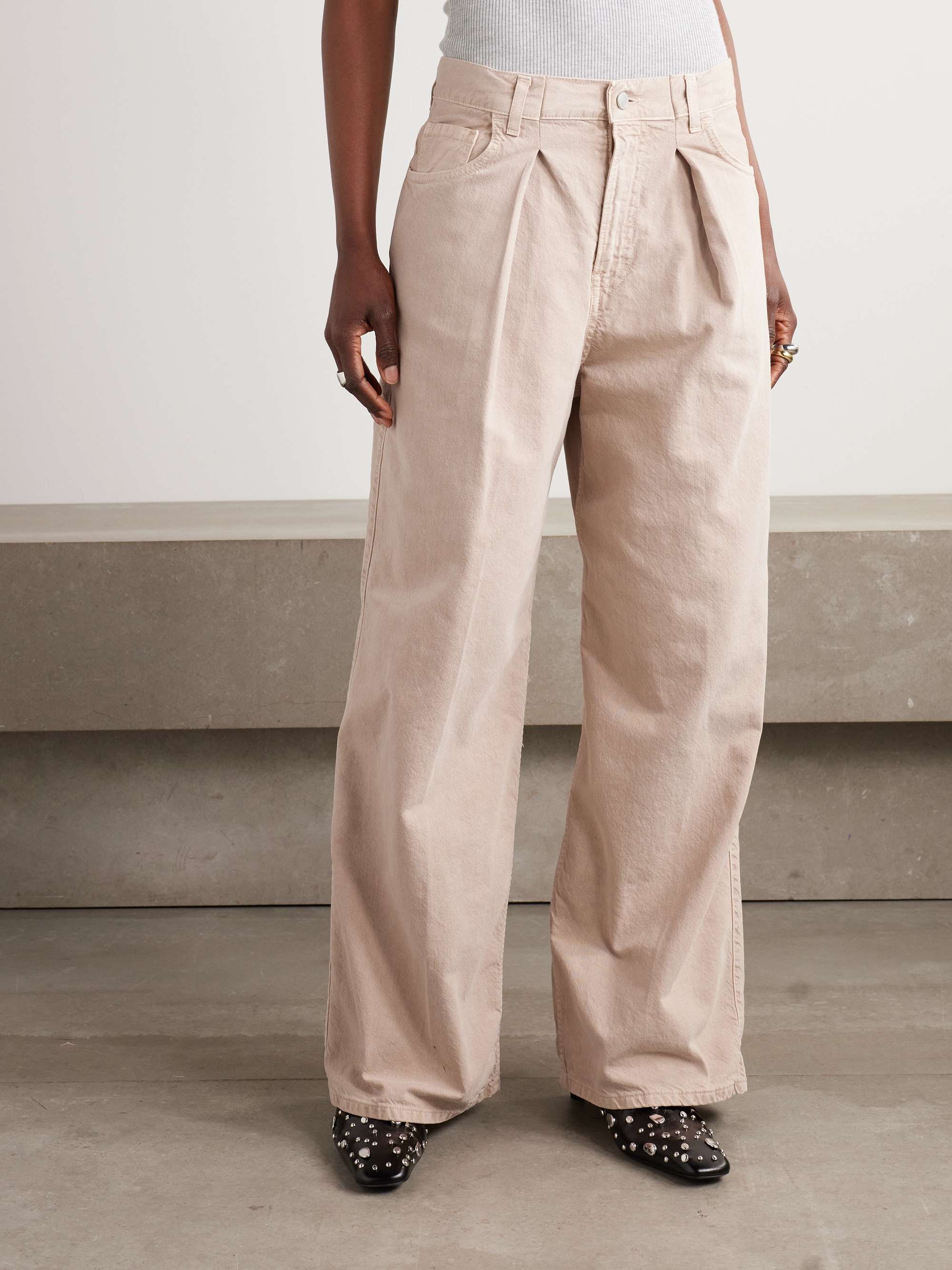 Candy pleated mid-rise wide-leg jeans view