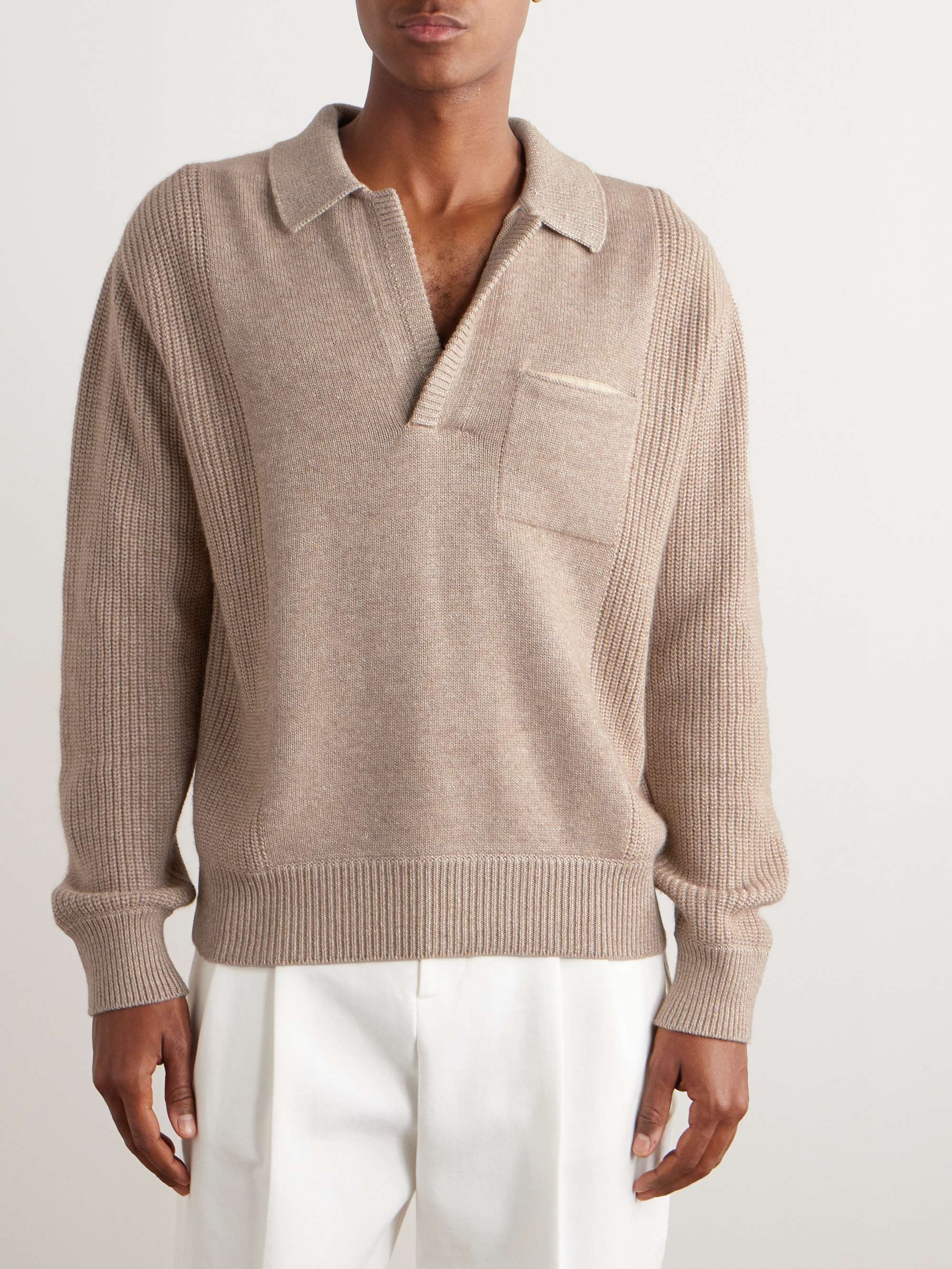 Ribbed Silk, Cashmere, Cotton and Linen-Blend Sweater view