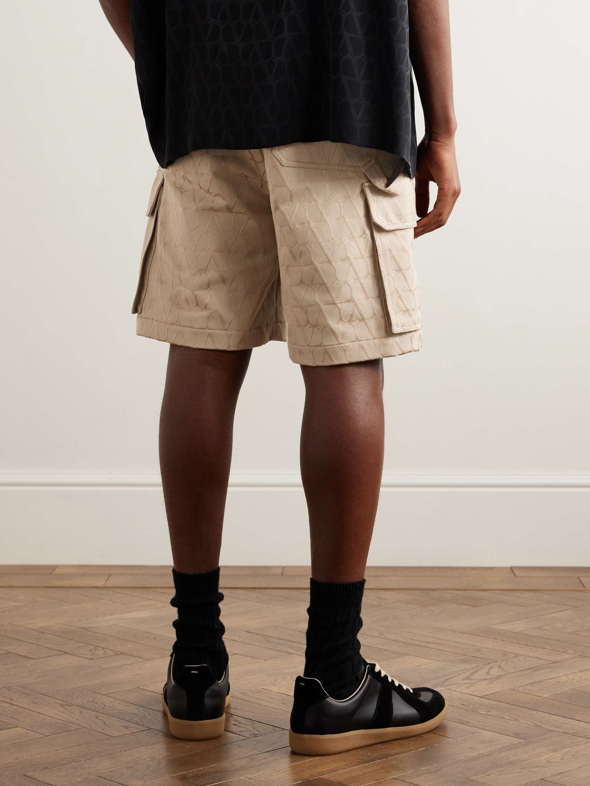 Toile Iconographe Straight-Leg Logo-Jacquard Cotton-Blend Cargo Shorts view