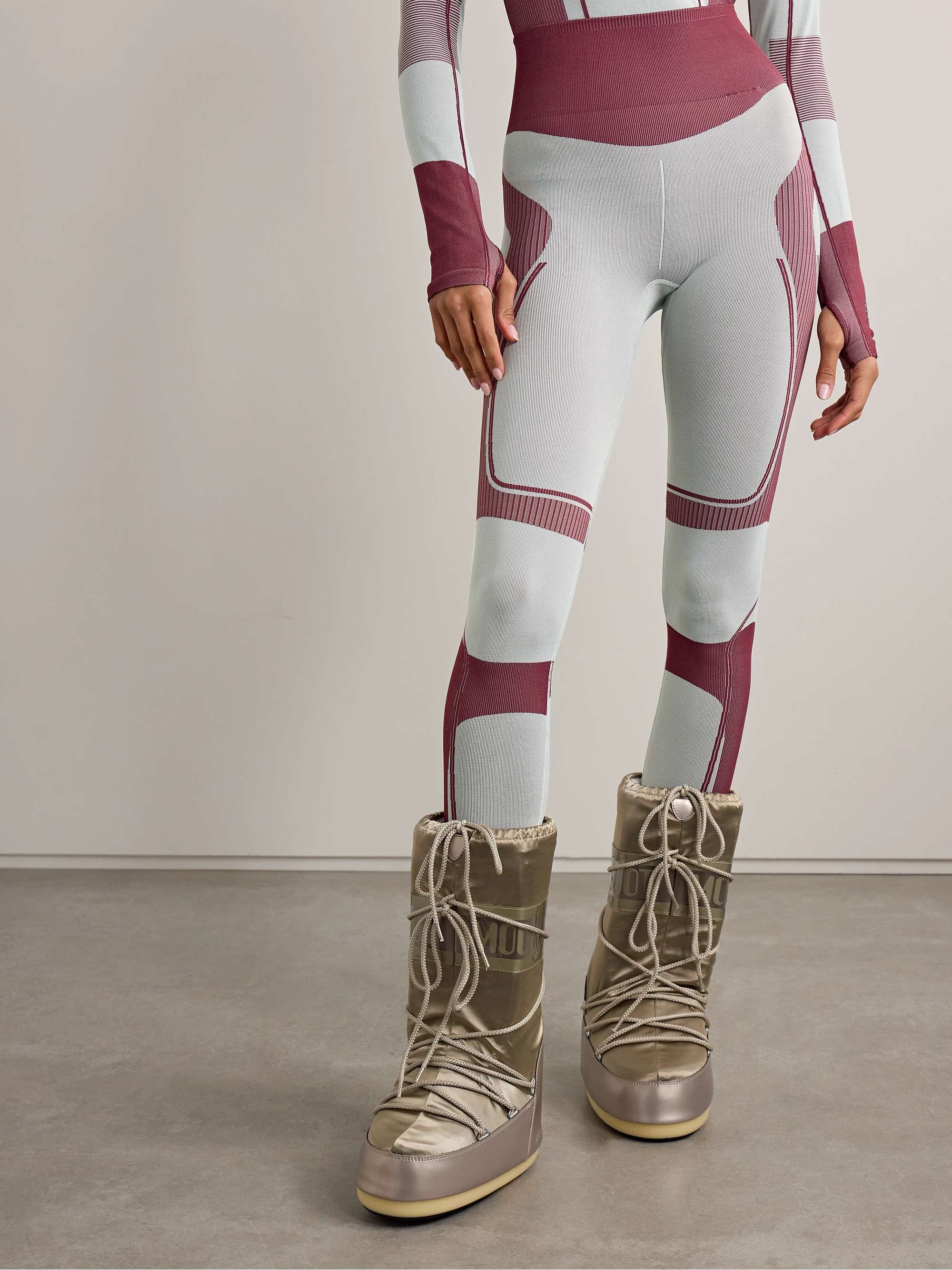 TrueNature ribbed stretch recycled jacquard-knit leggings view