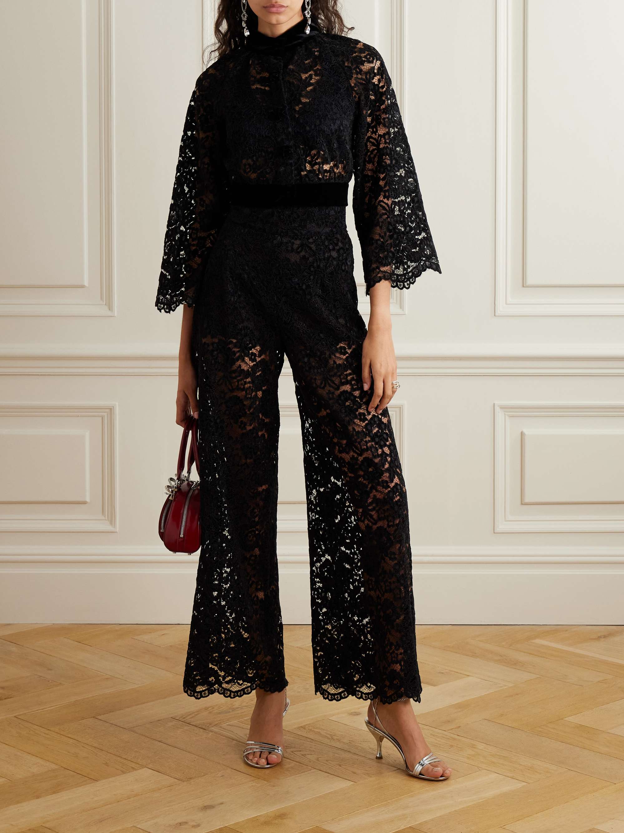 Egnazia scalloped corded lace wide-leg pants view