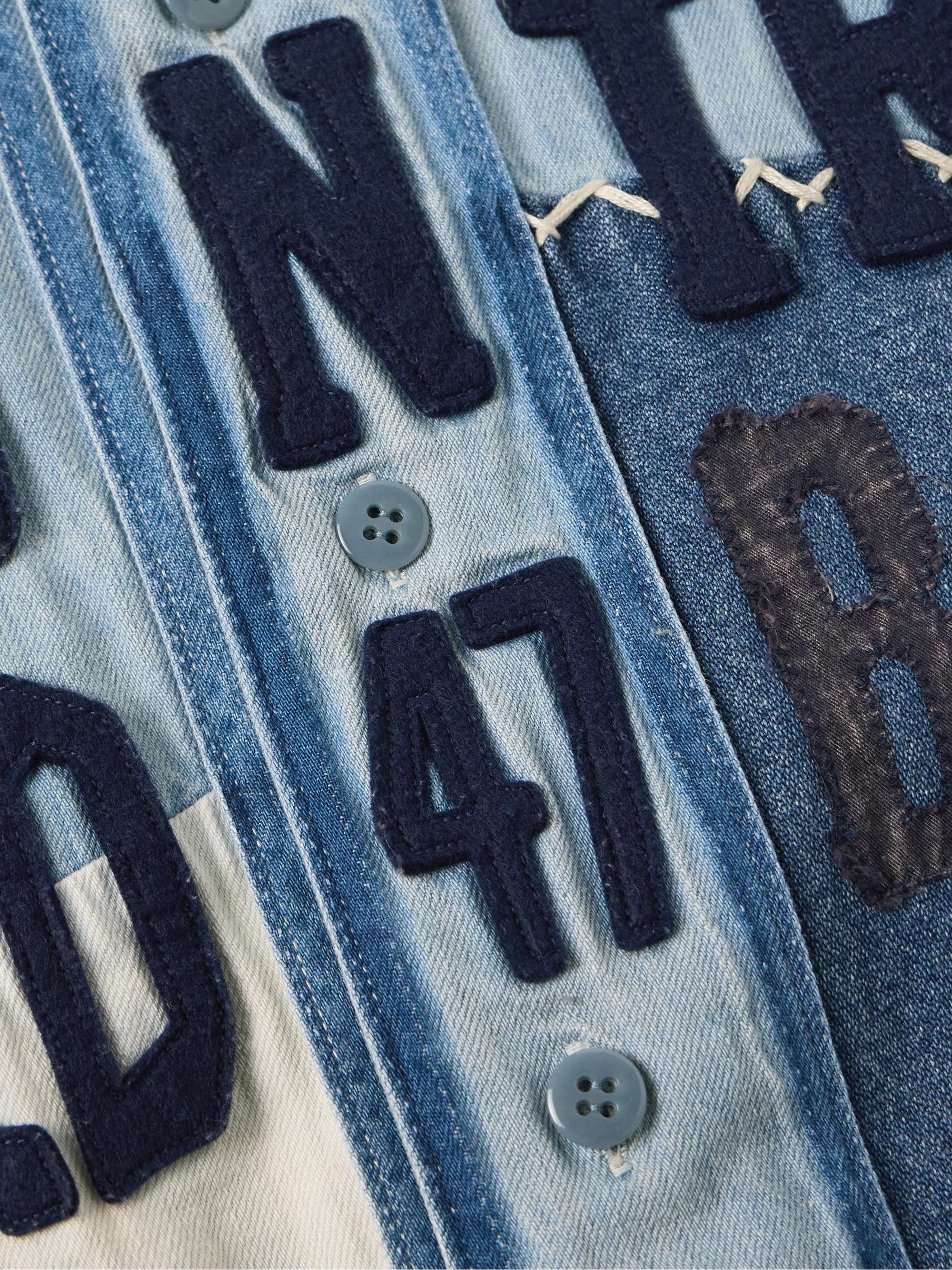Appliquéd Embroidered Patchwork Denim Shirt view