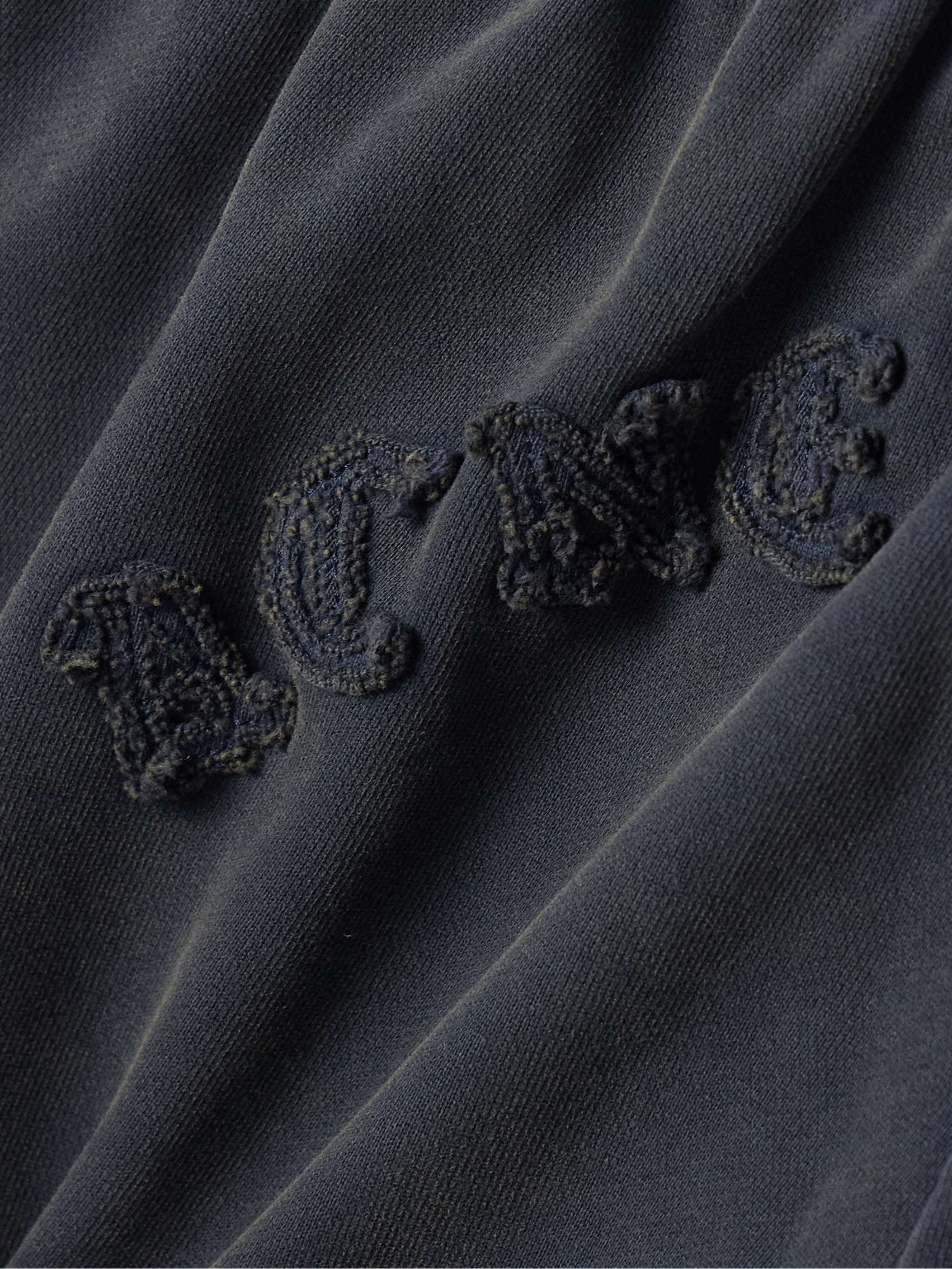 Appliquéd cotton-jersey wide-leg track pants view