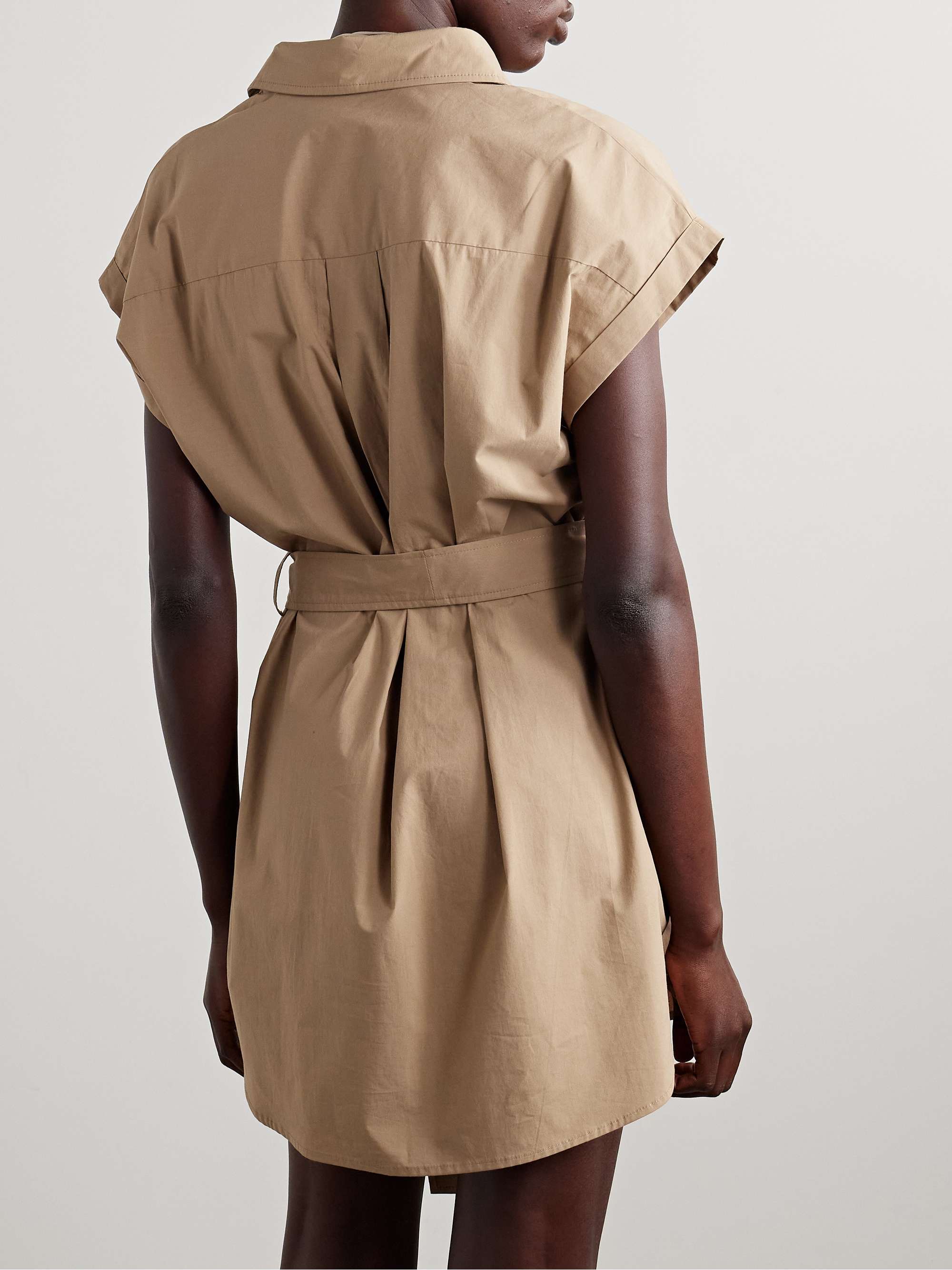 Belted organic cotton-poplin mini shirt dress view