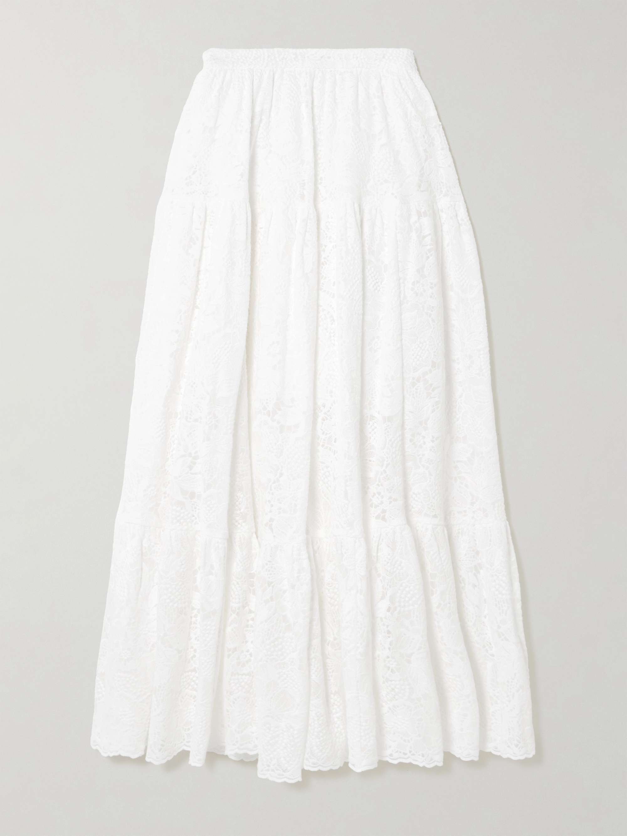 Tiered cotton-lace midi skirt hero visual