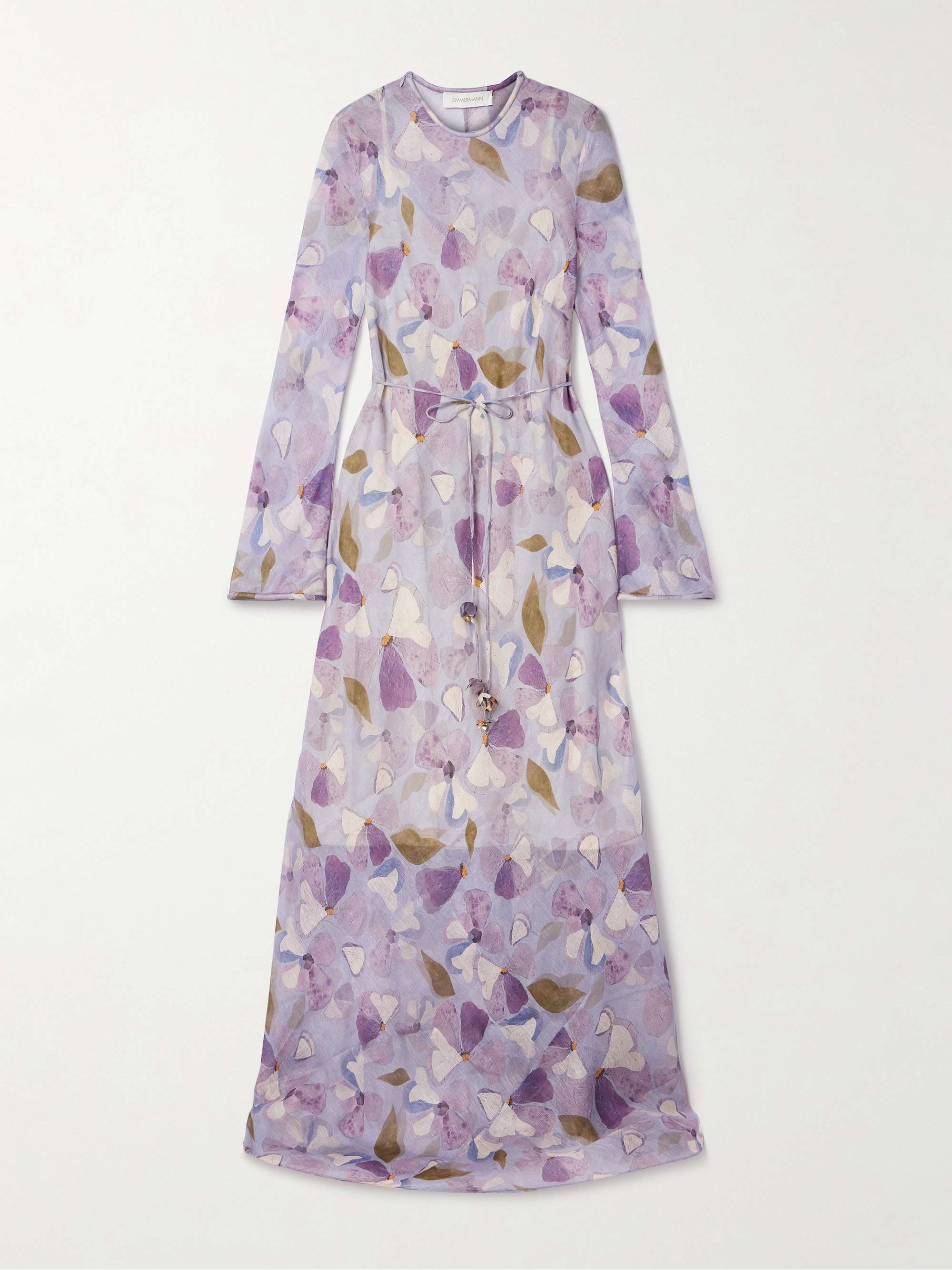 Dawning belted linen and silk-blend maxi dress hero visual