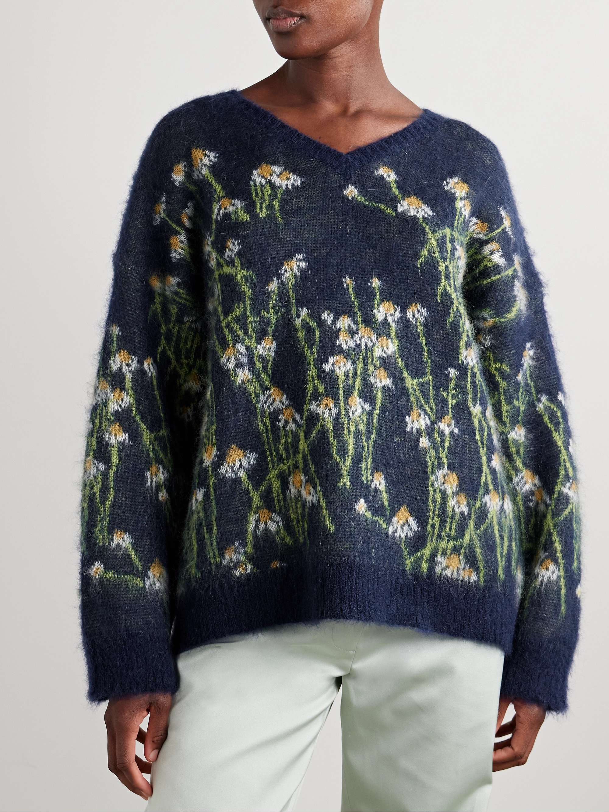 Lala jacquard-knit mohair-blend sweater view