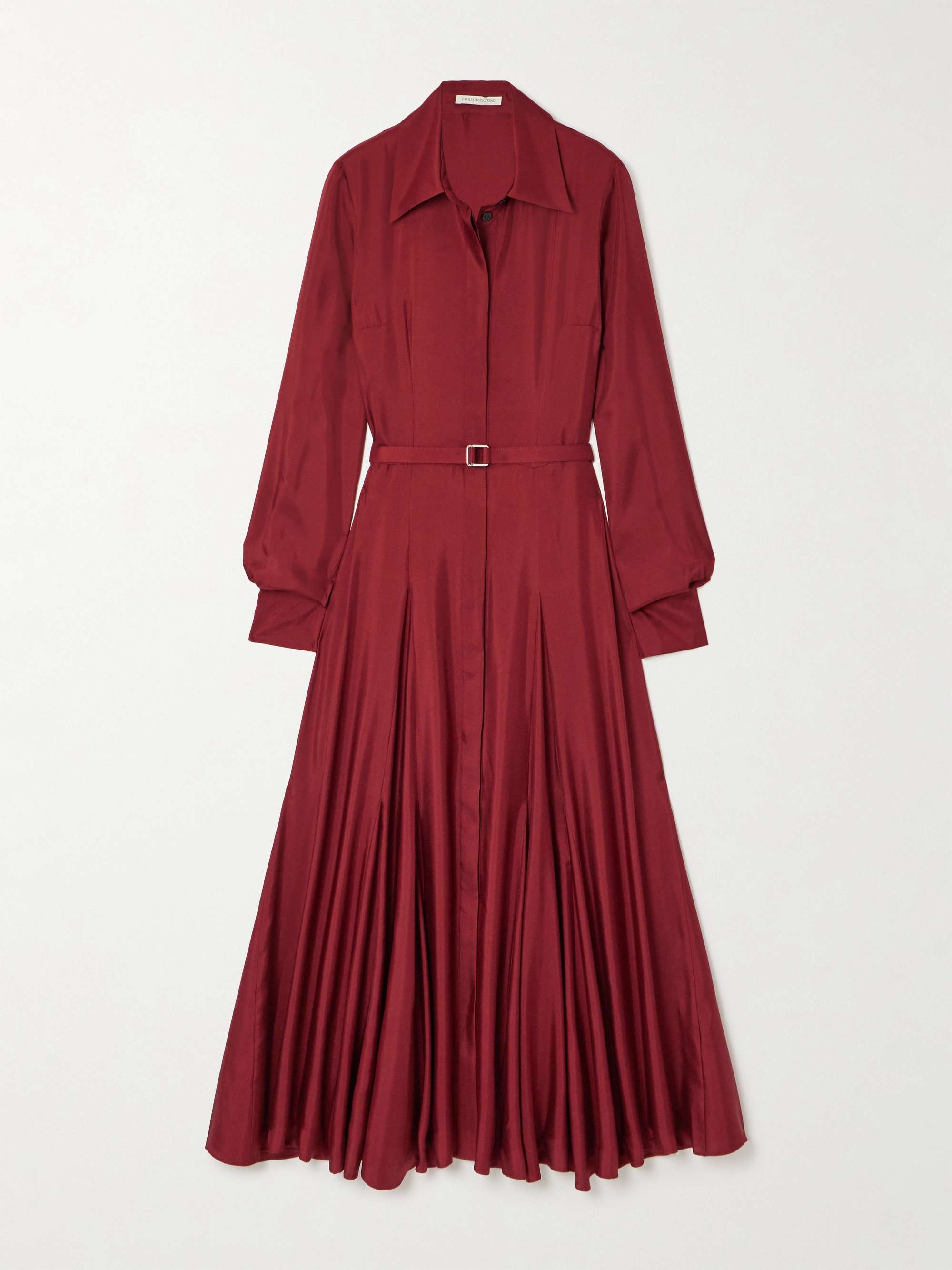 Belted silk-twill midi shirt dress hero visual