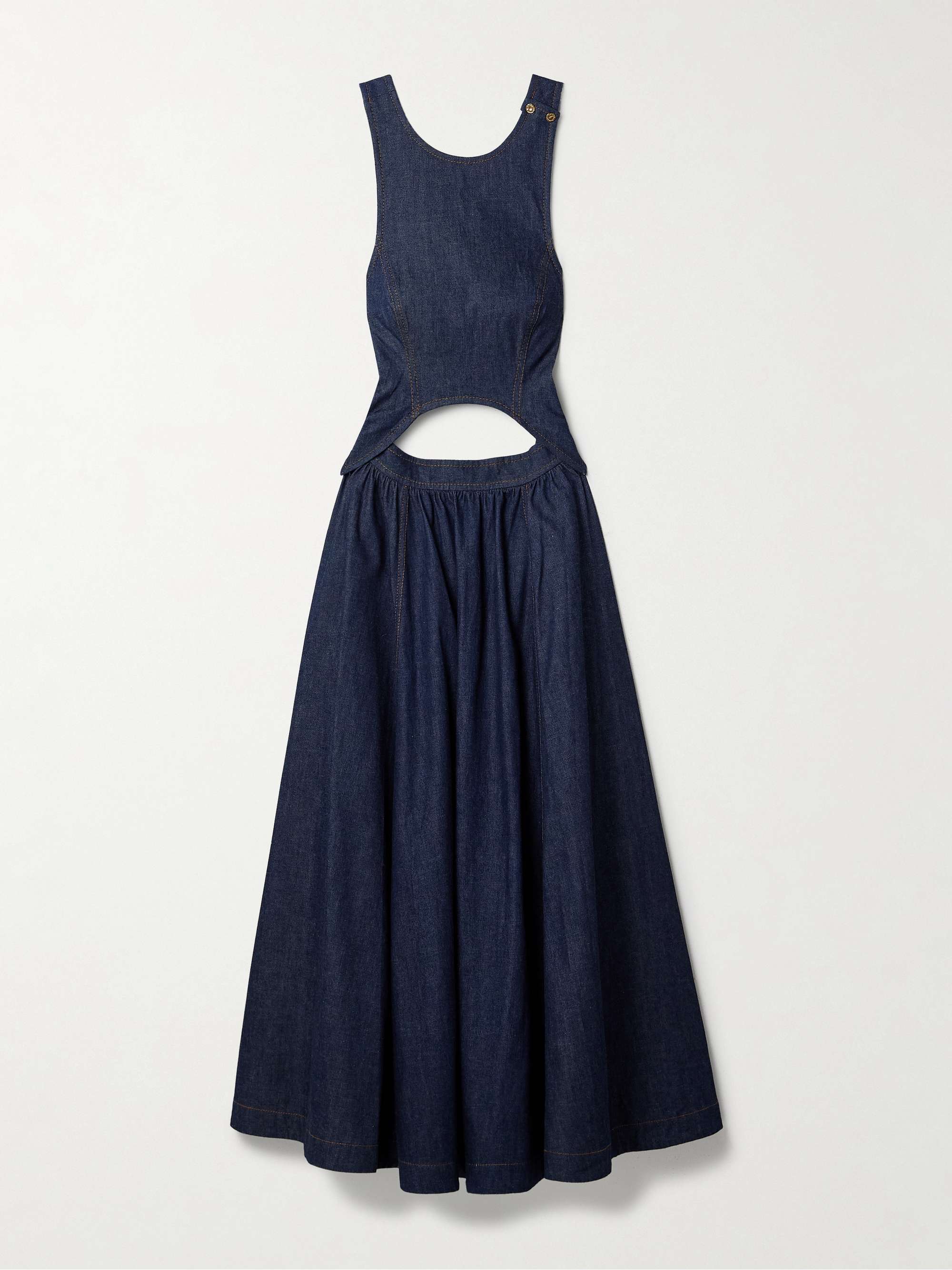 Illuminate cutout denim midi dress hero visual
