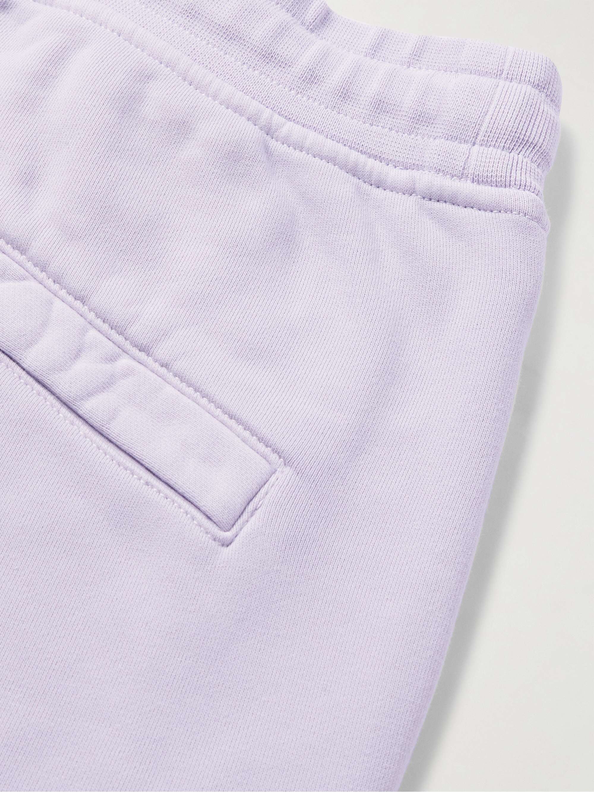 Straight-Leg Logo-Appliquéd Garment-Dyed Cotton-Jersey Drawstring Shorts view