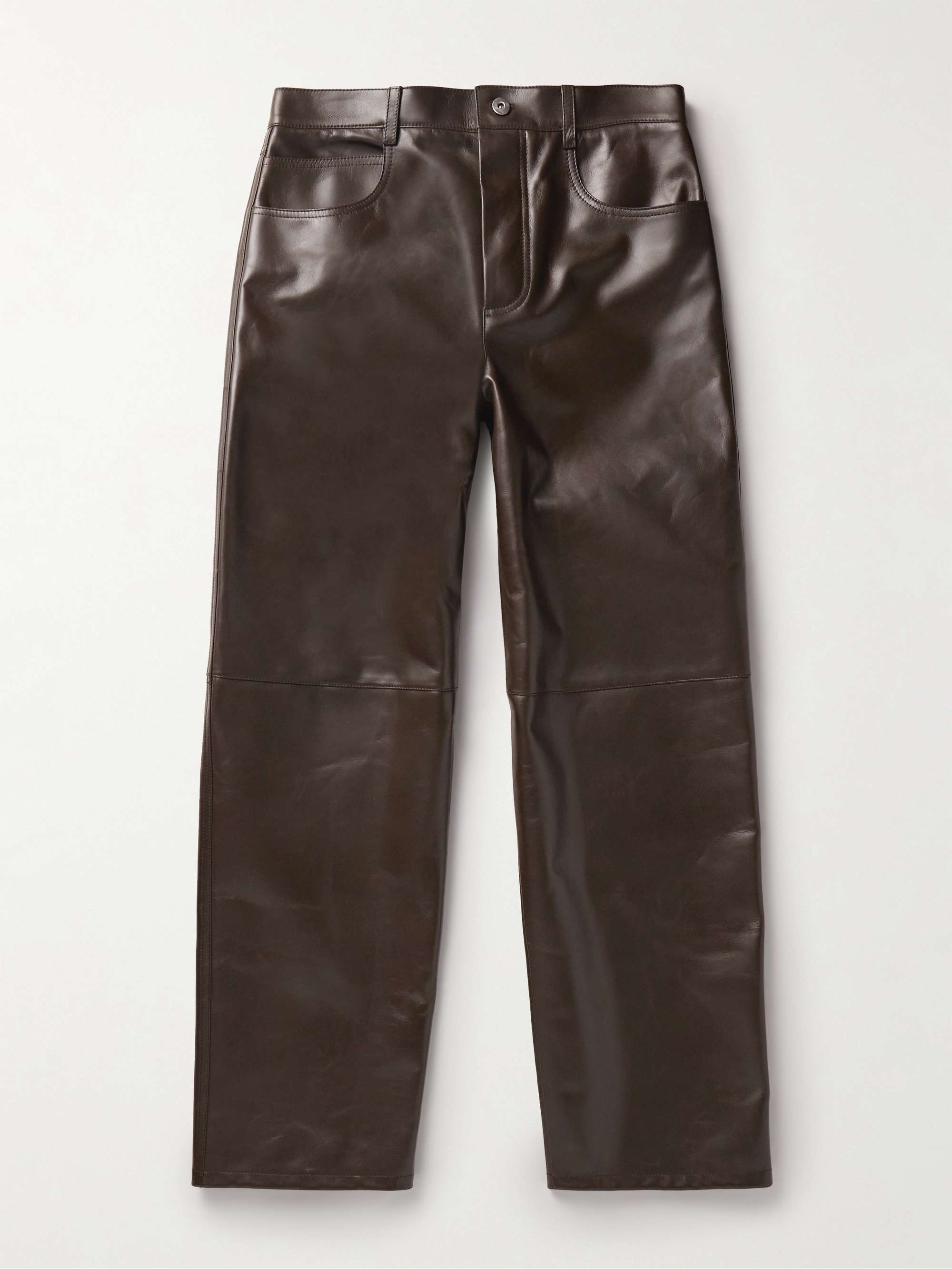 Straight-Leg Panelled Leather Trousers hero visual