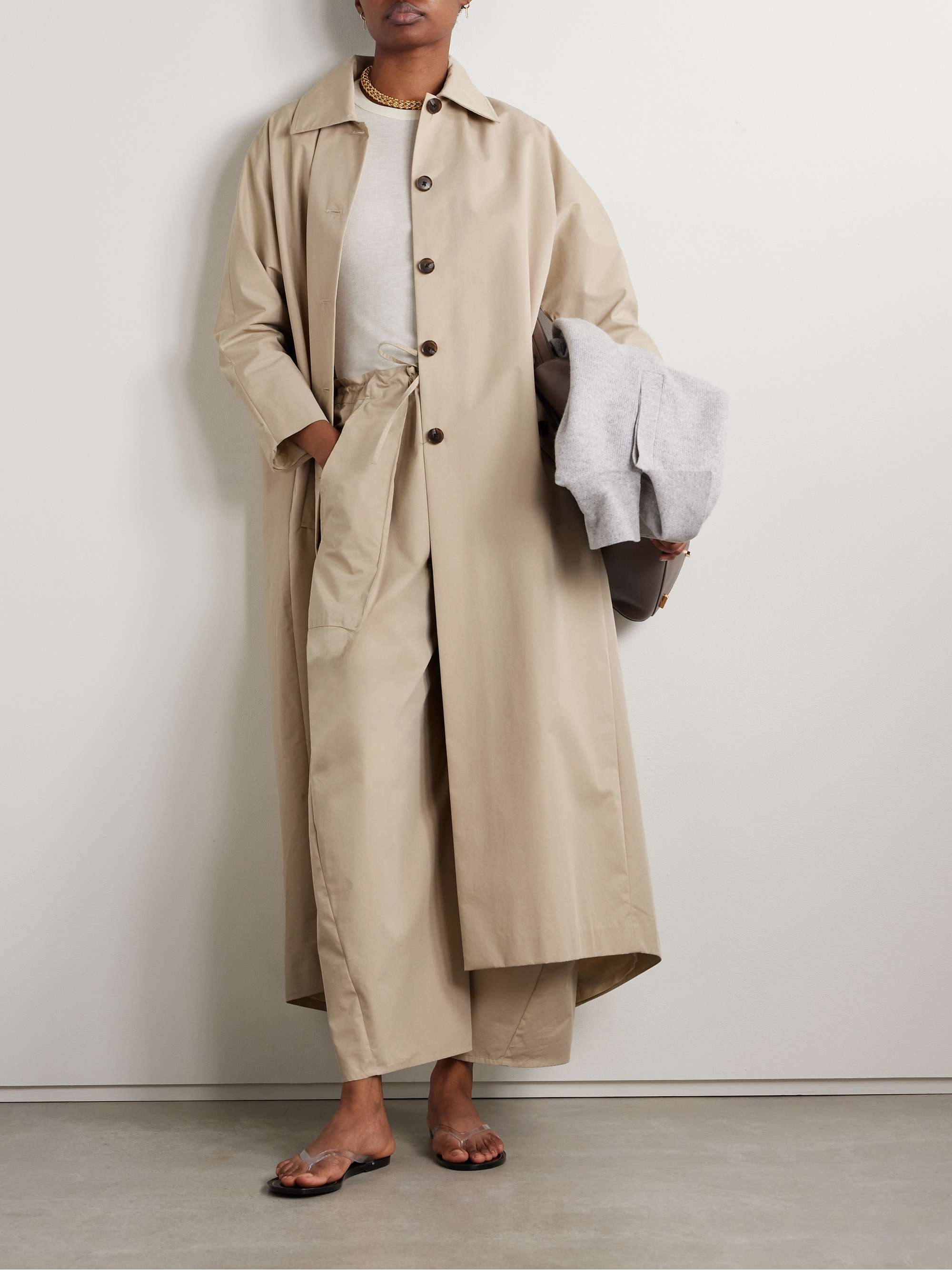 Tavi pleated cotton-blend twill trench coat view
