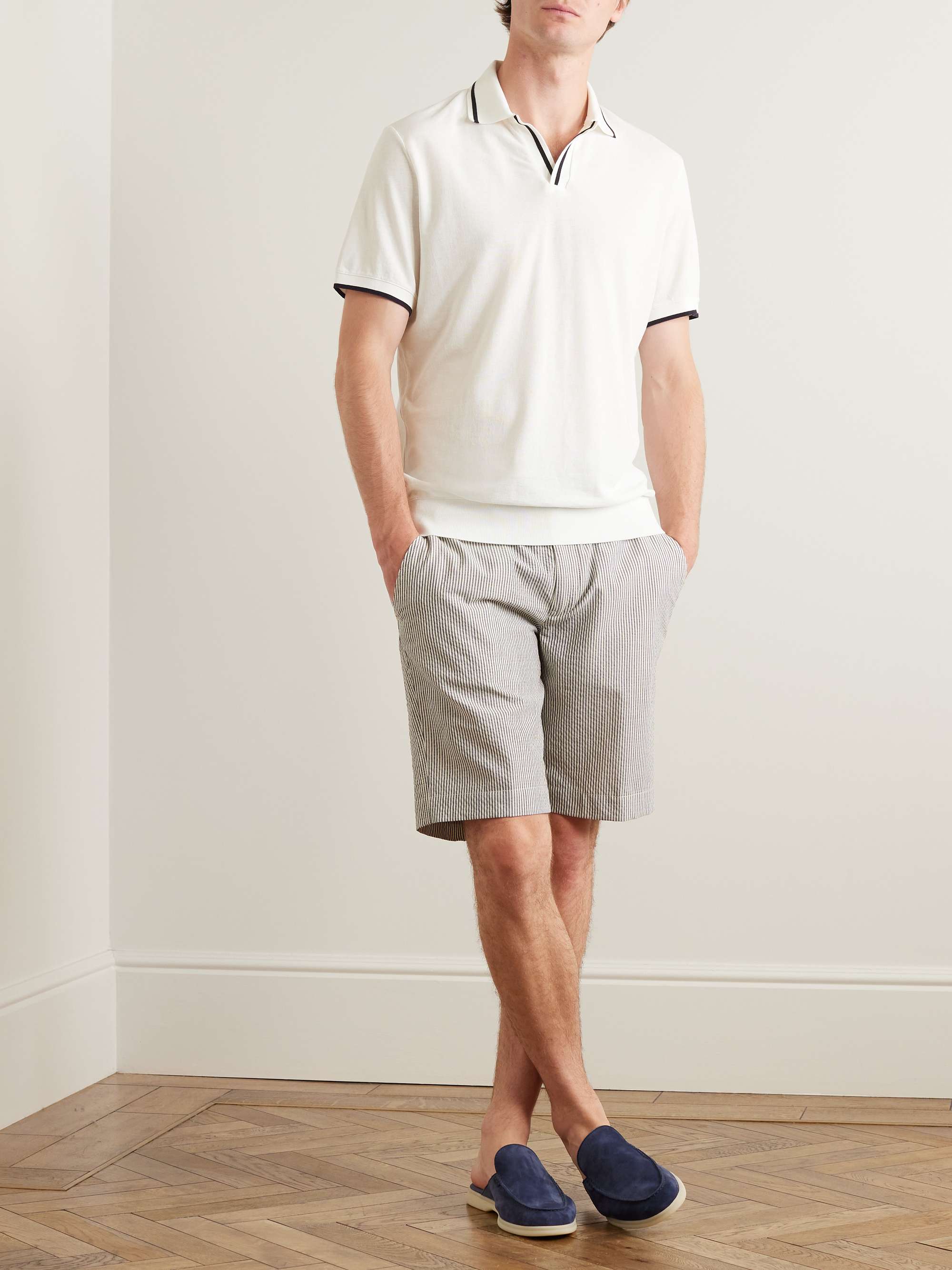 Contrast-Tipped Cotton Polo Shirt view