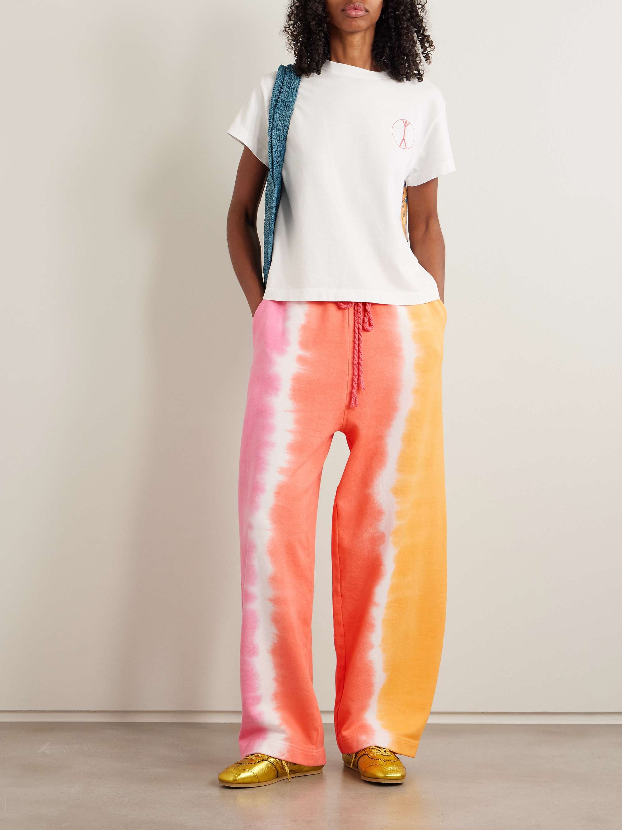 Tie-dyed cotton and cashmere-blend jersey track pants view