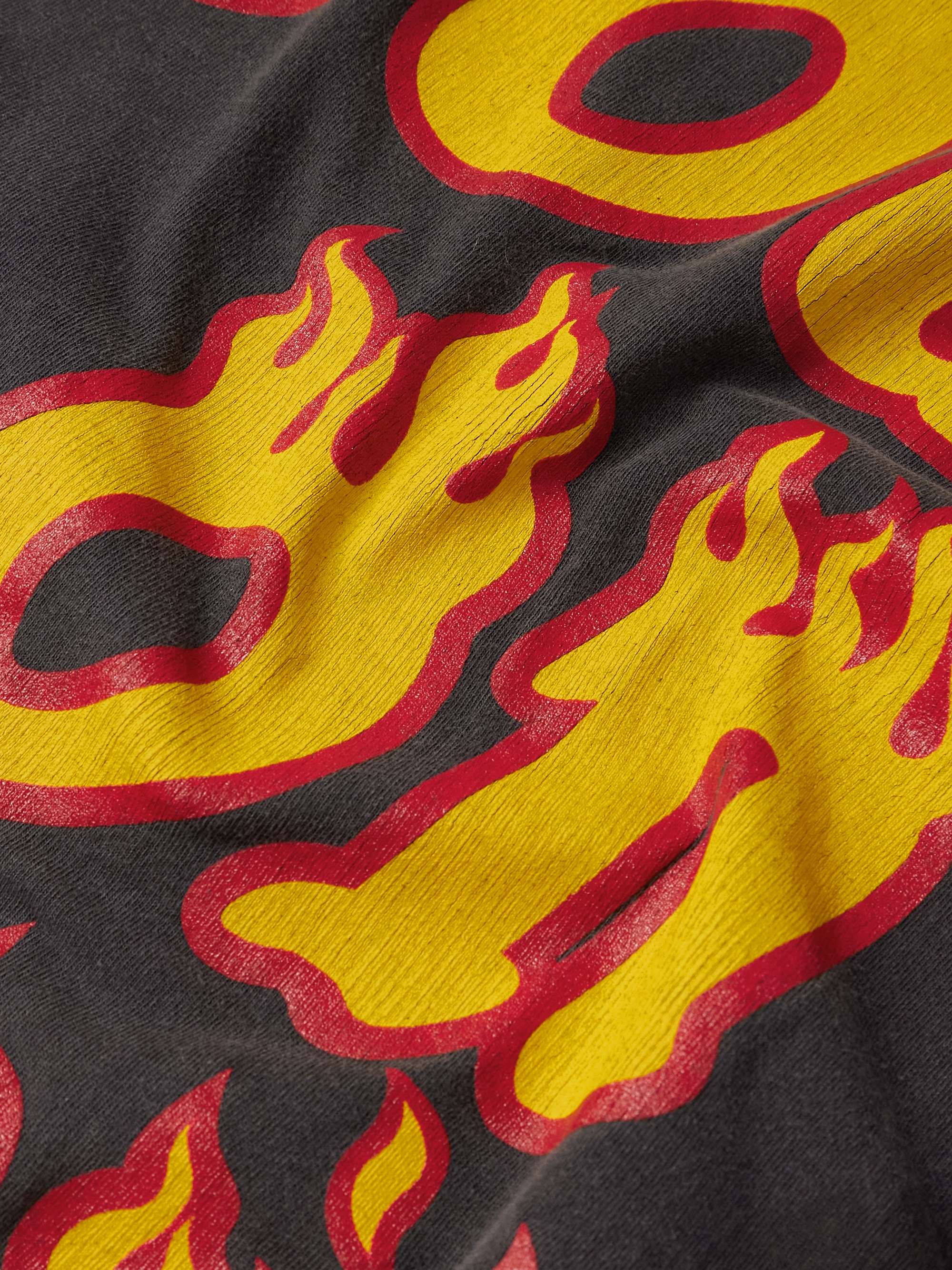 Soul On Fire Distressed Printed Cotton-Jersey T-Shirt view