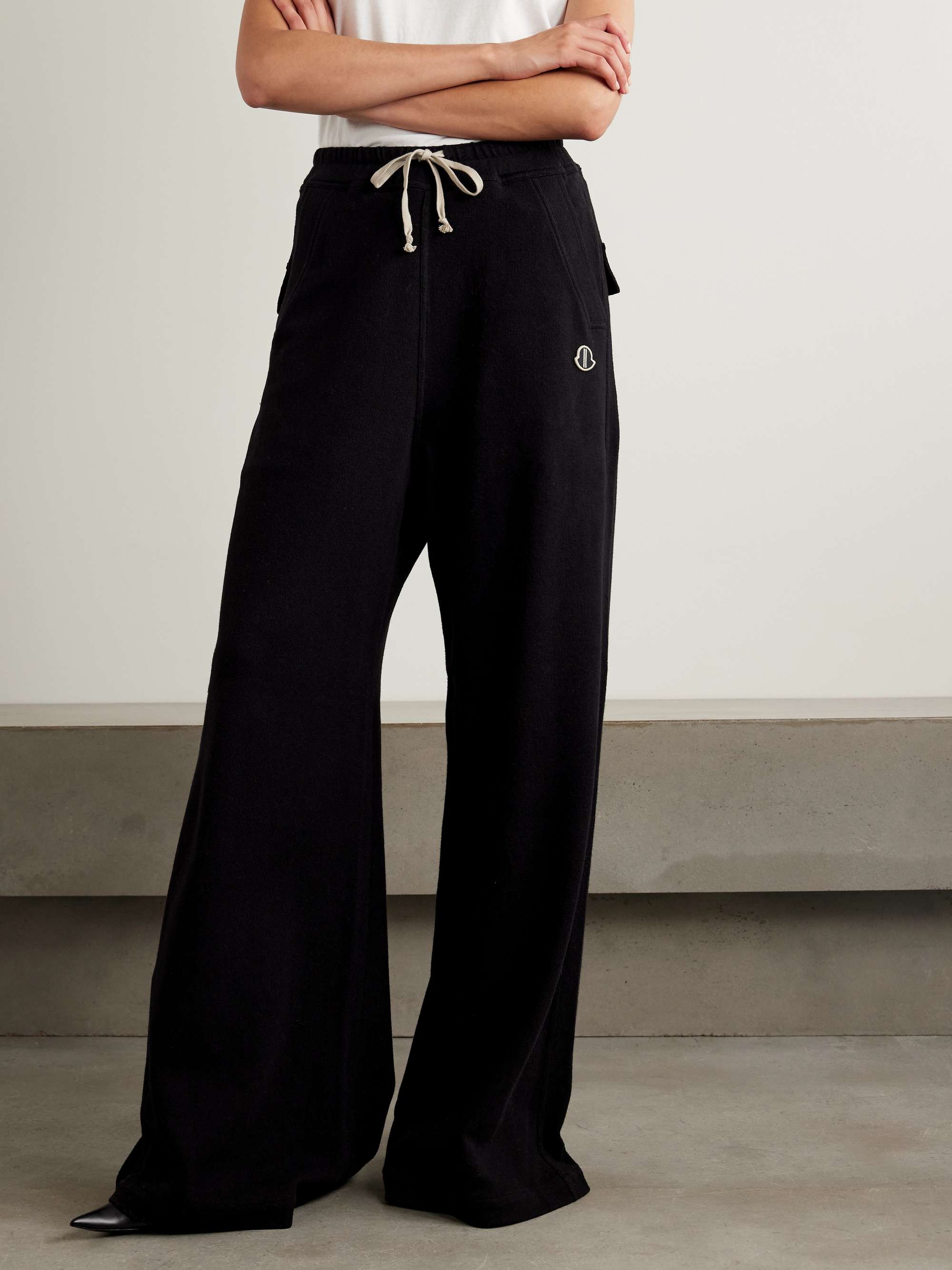 + Moncler Belas appliquéd cotton-jersey wide-leg track pants view
