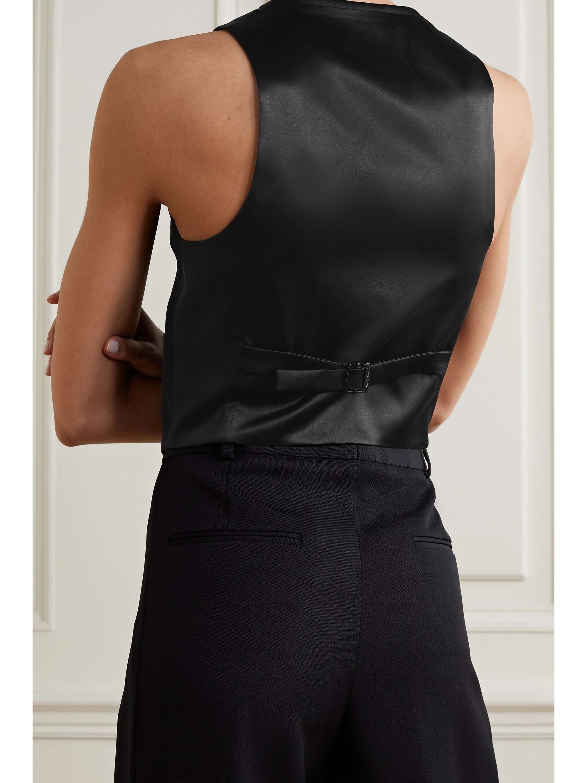 Cropped grain de poudre wool and silk-satin vest view