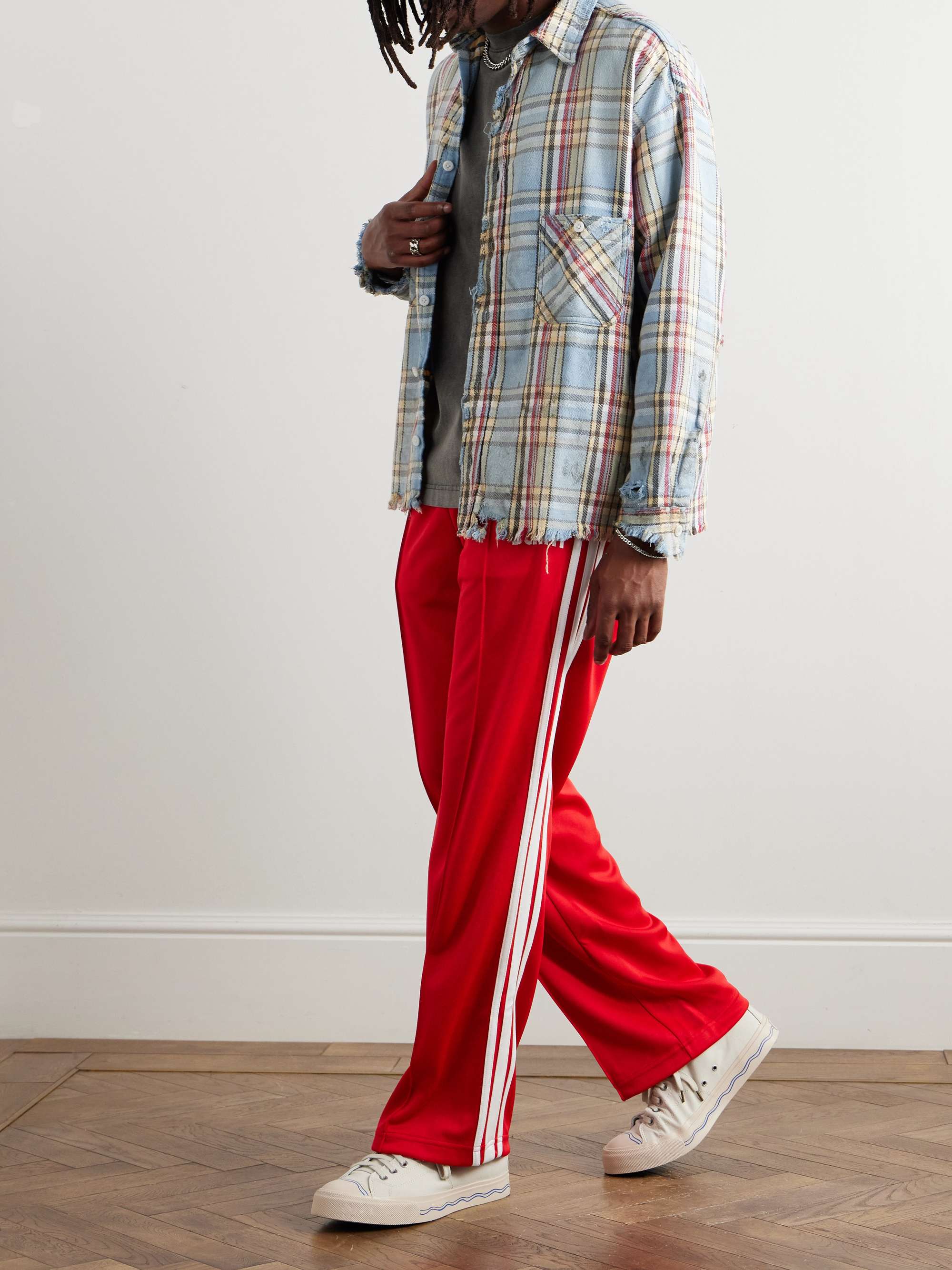 + LASTMAN Distressed Checked Cotton-Flannel Shirt view