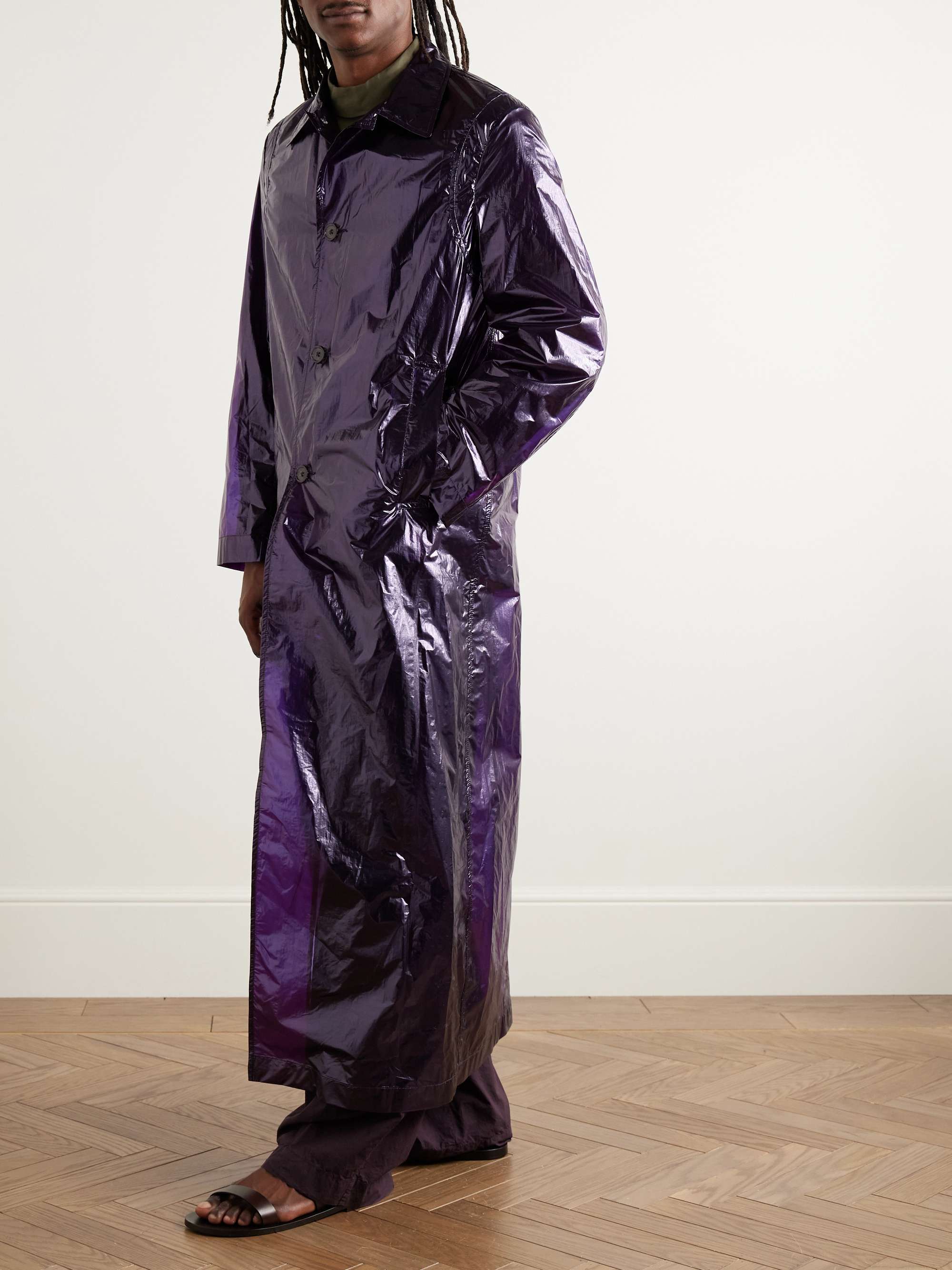 Crinkled-Nylon Trench Coat view
