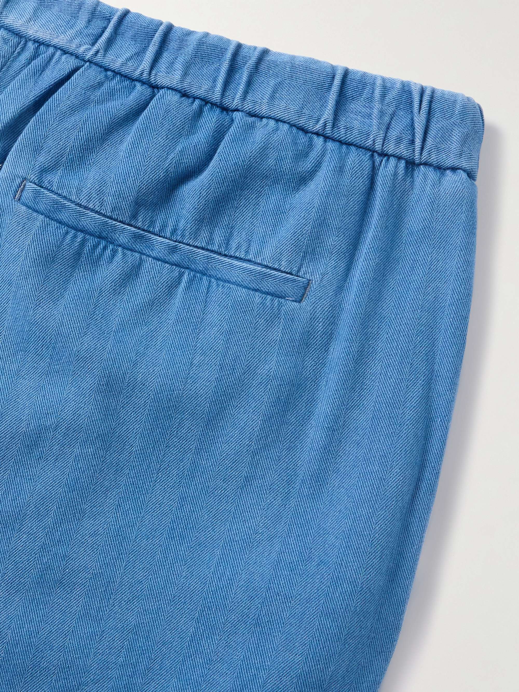 Rocha Straight-Leg Herringbone Cotton Drawstring Trousers view