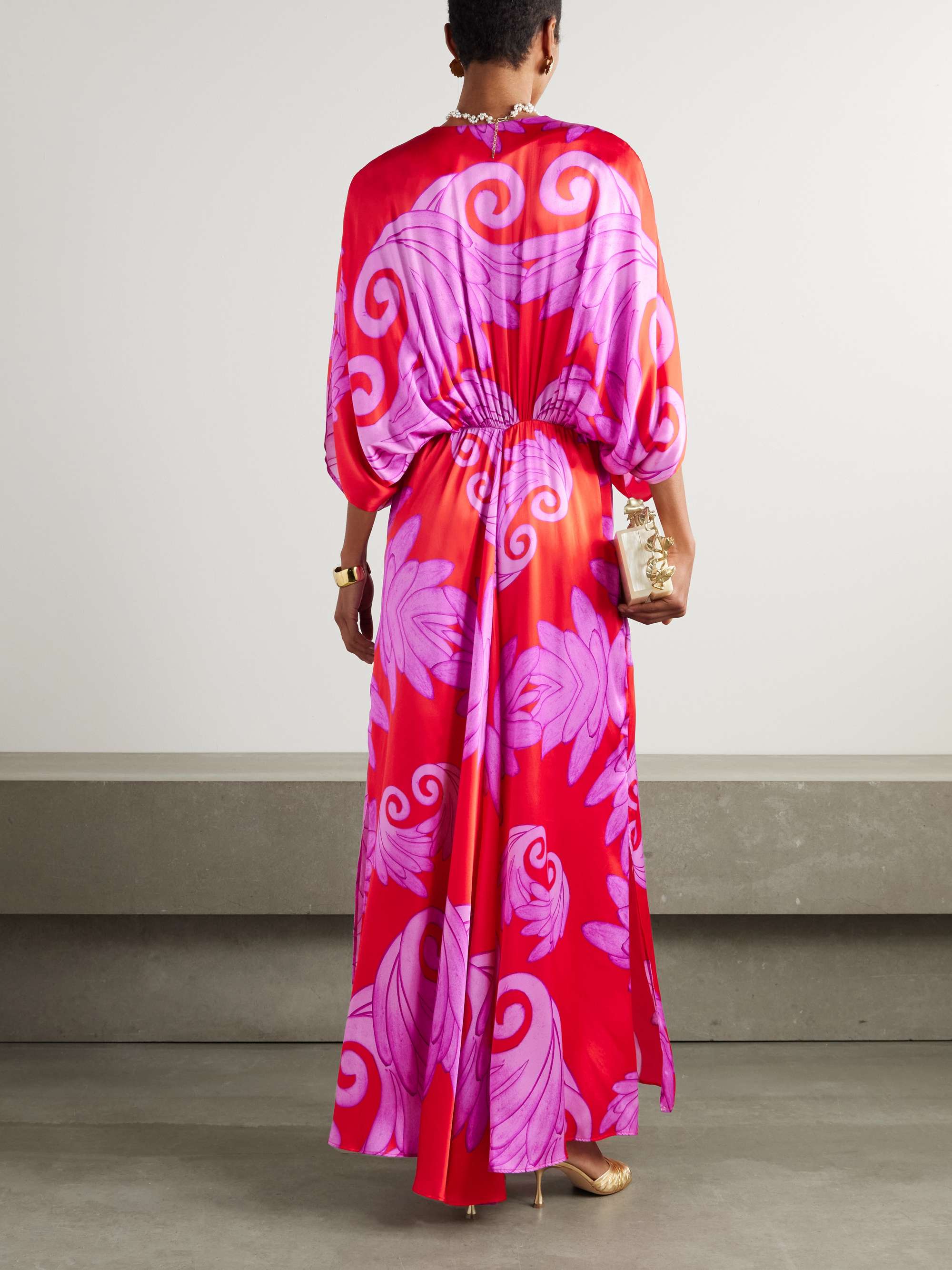 Lydia printed silk-satin maxi dress view