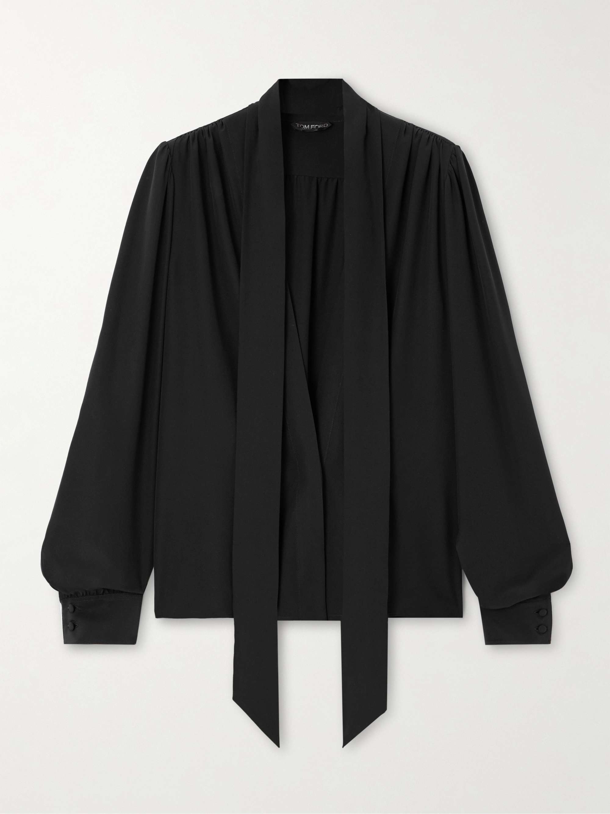 Scarf-detailed silk-crepe de chine blouse hero visual