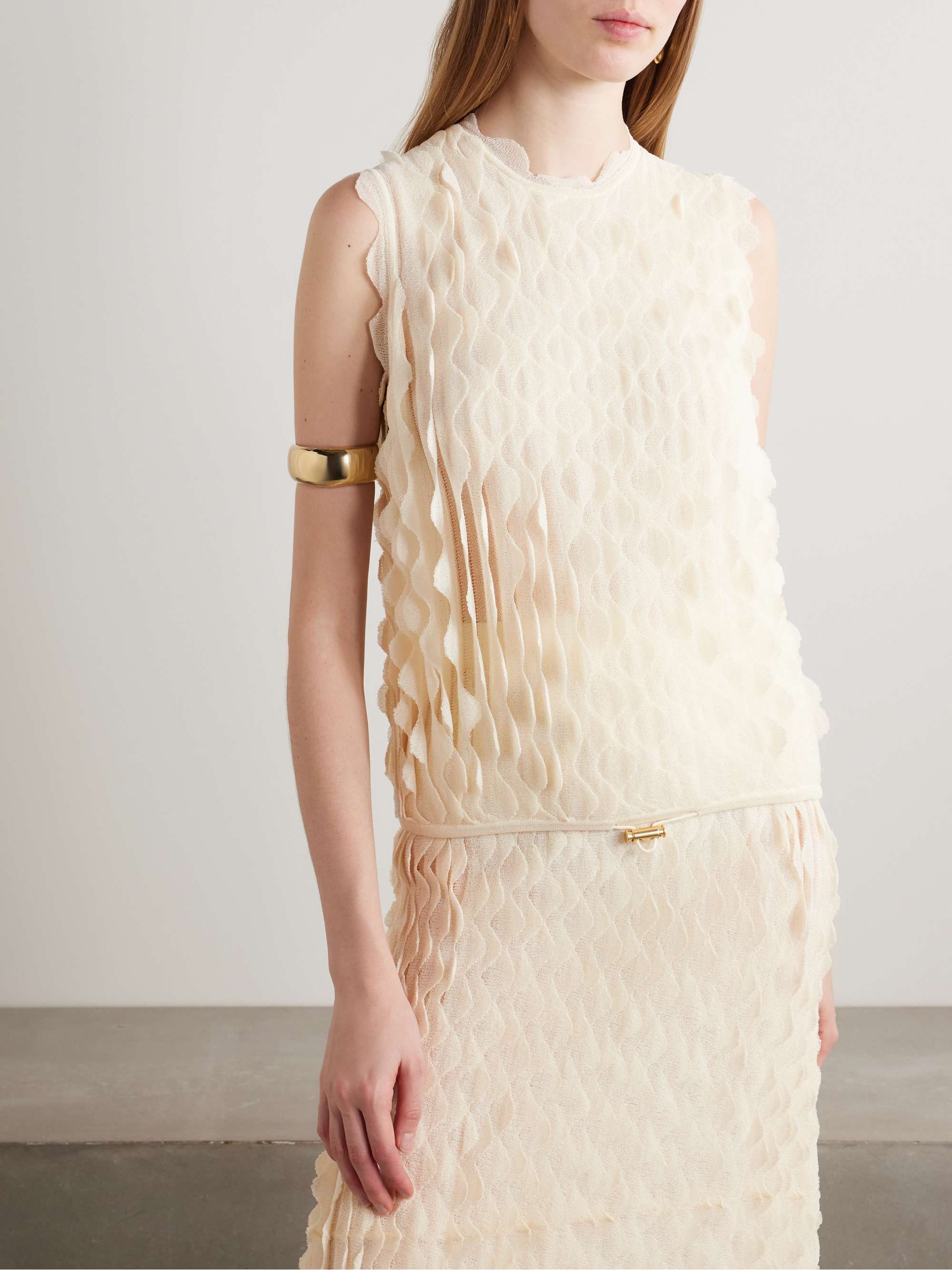 Maelys layered scalloped cotton-blend top view
