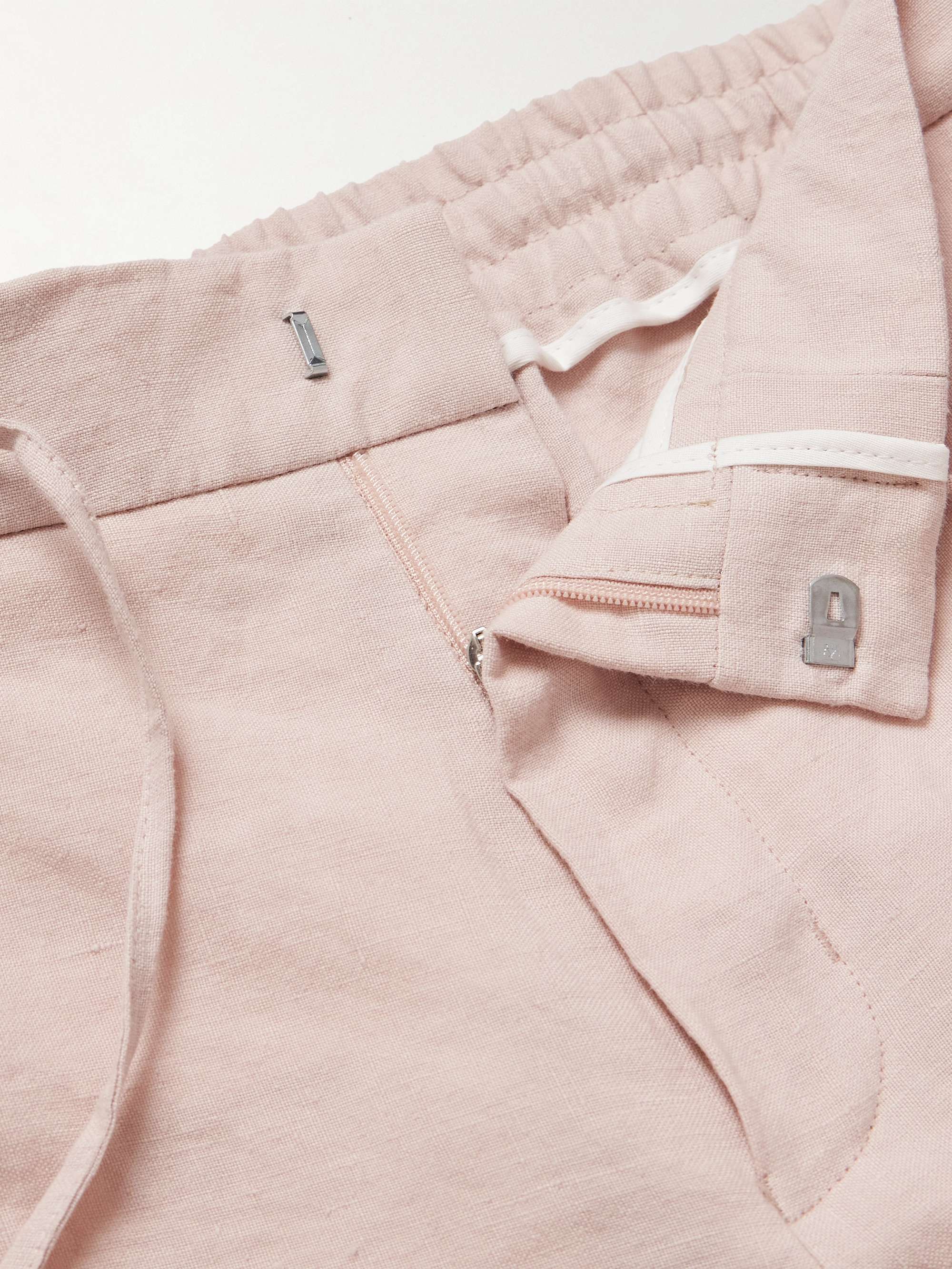 James Straight-Leg Slub Linen Drawstring Trousers view