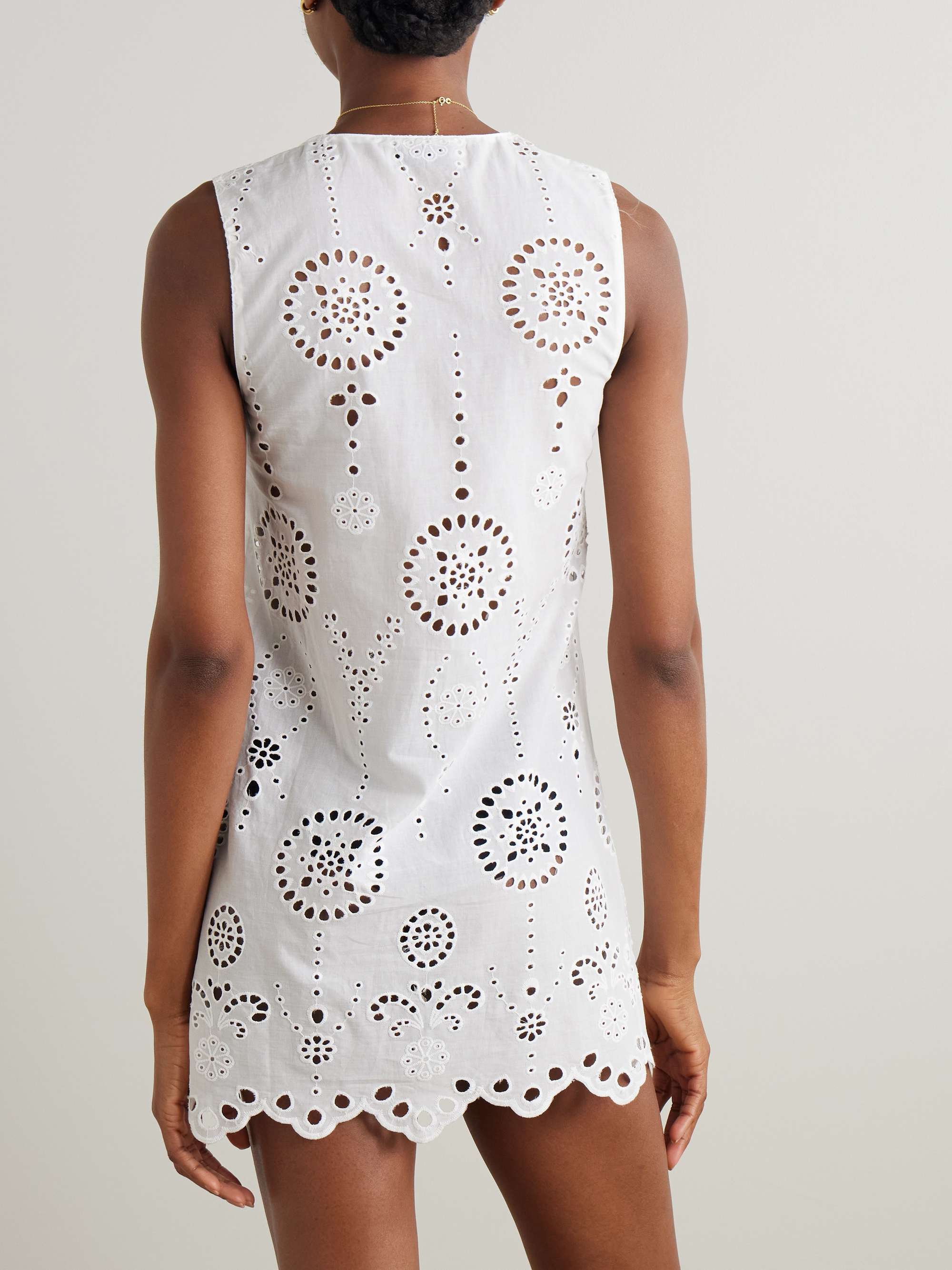 Scalloped broderie anglaise cotton mini dress view