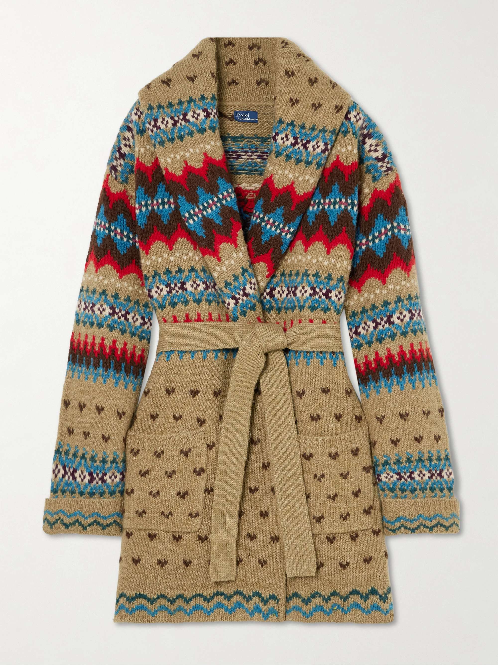 Belted intarsia wool, alpaca and linen-blend cardigan hero visual