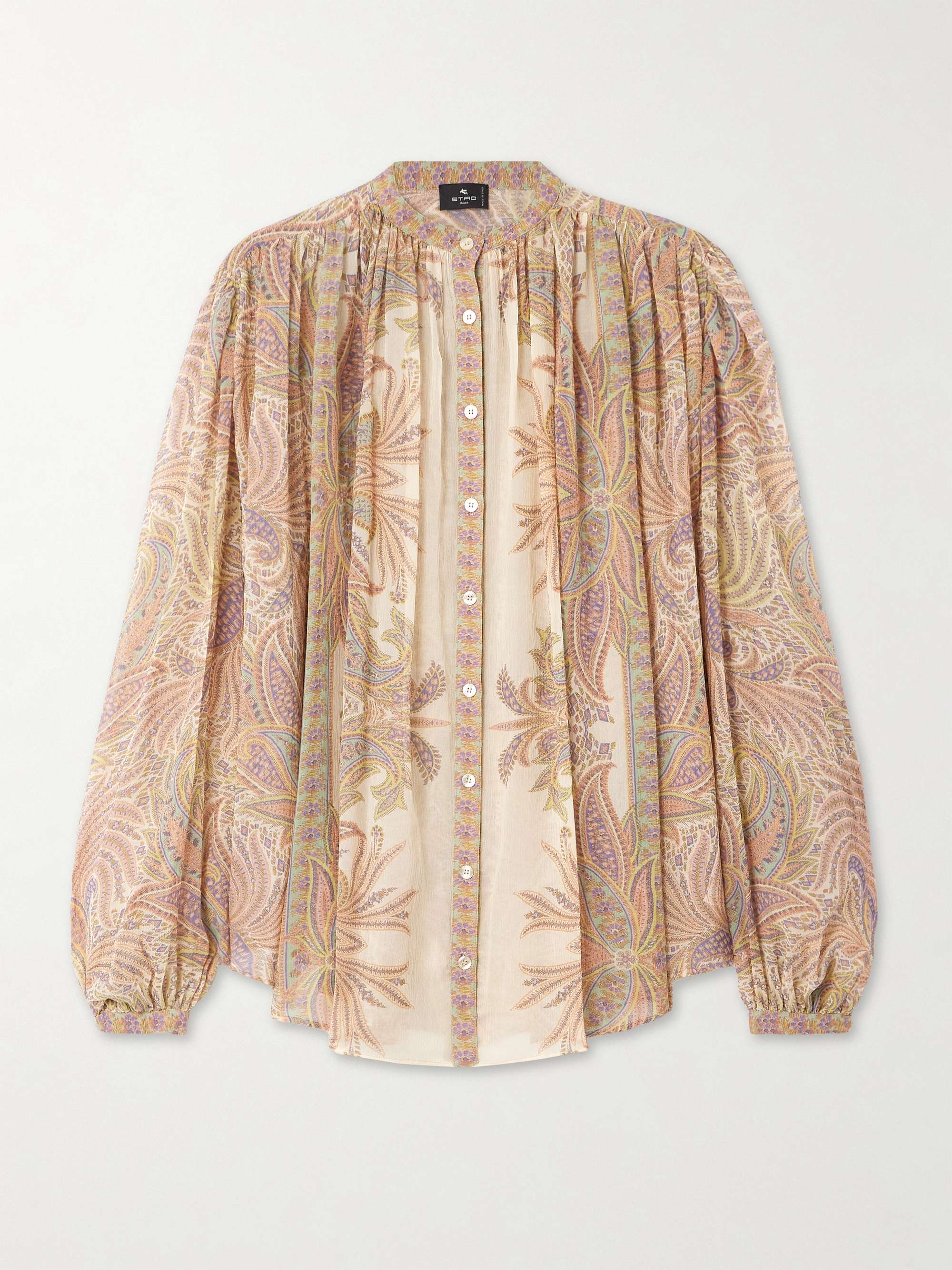 Gathered paisley-print silk-chiffon blouse hero visual