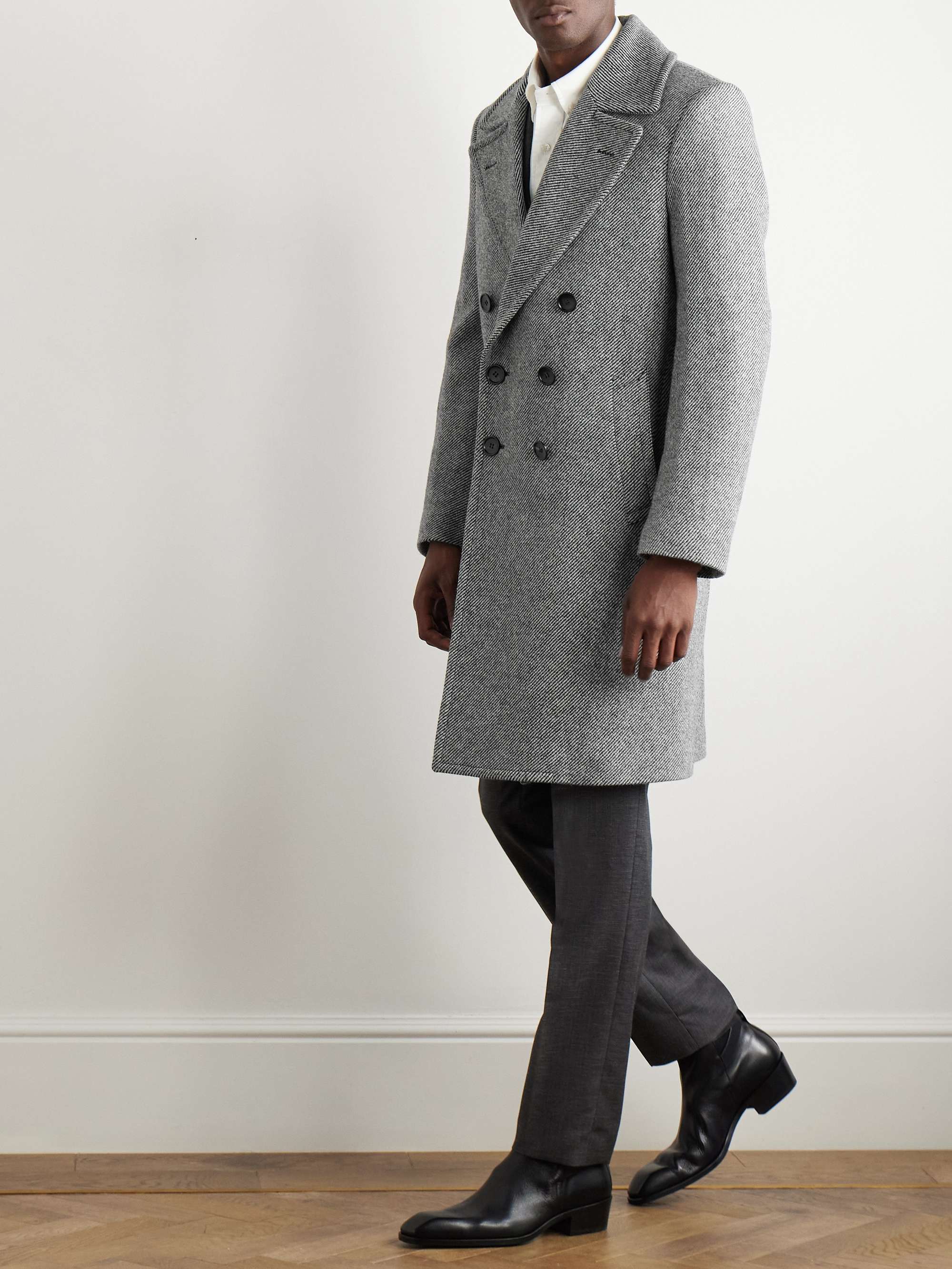Slim-Fit Double-Breasted Virgin Wool-Twill Coat view