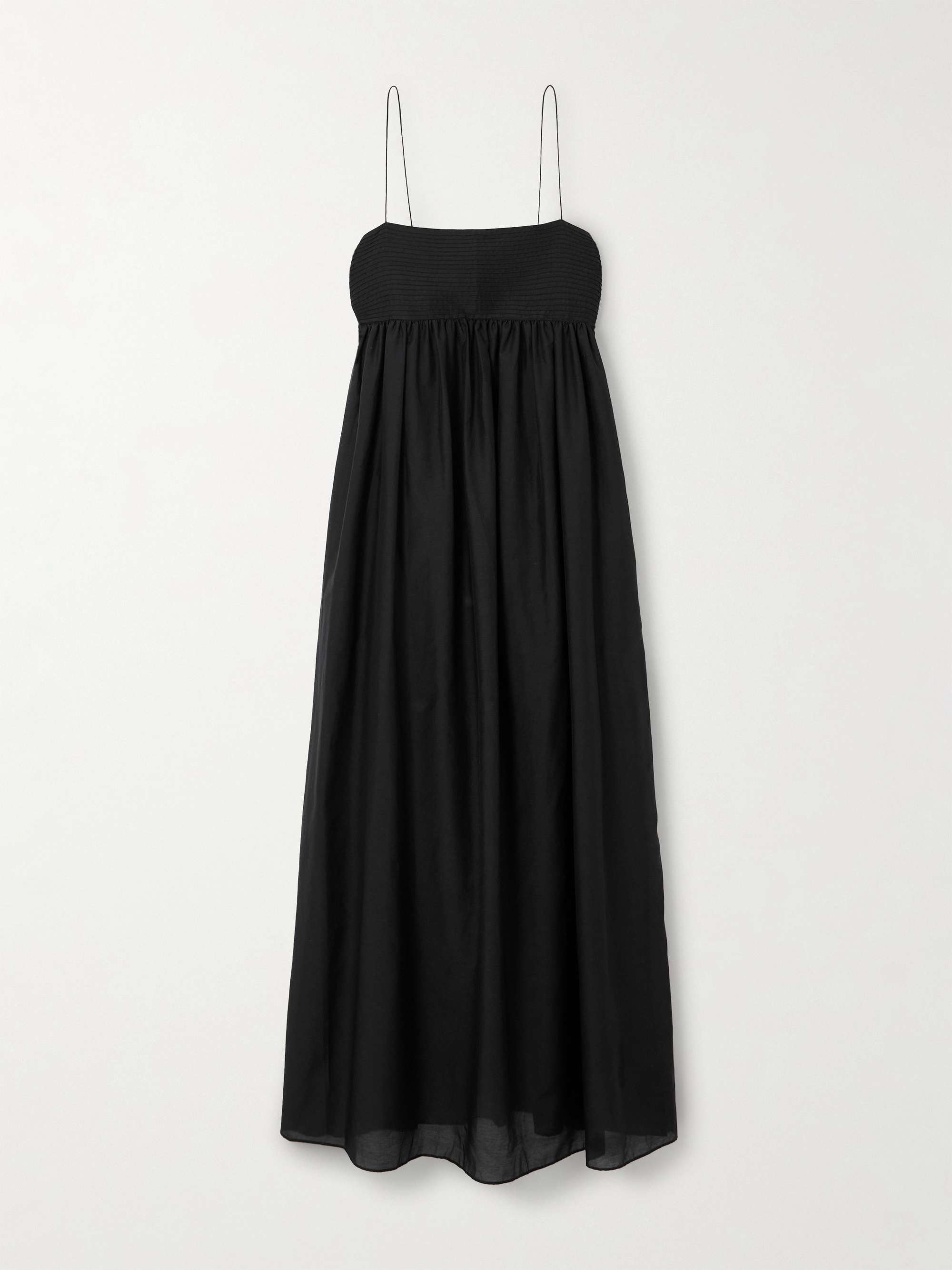 Pintucked organic cotton and silk-blend maxi dress hero visual
