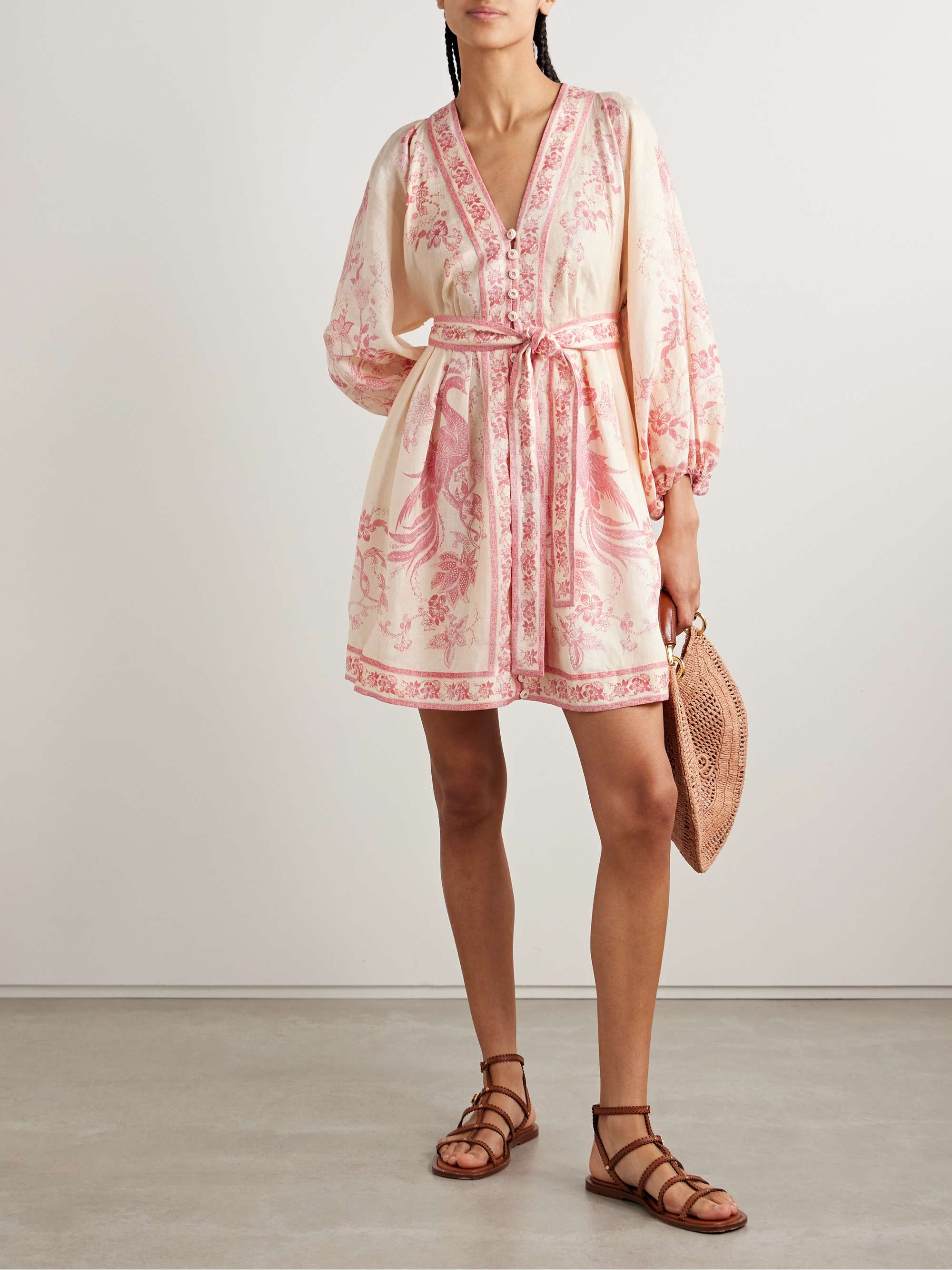 Lucky belted printed linen mini dress view