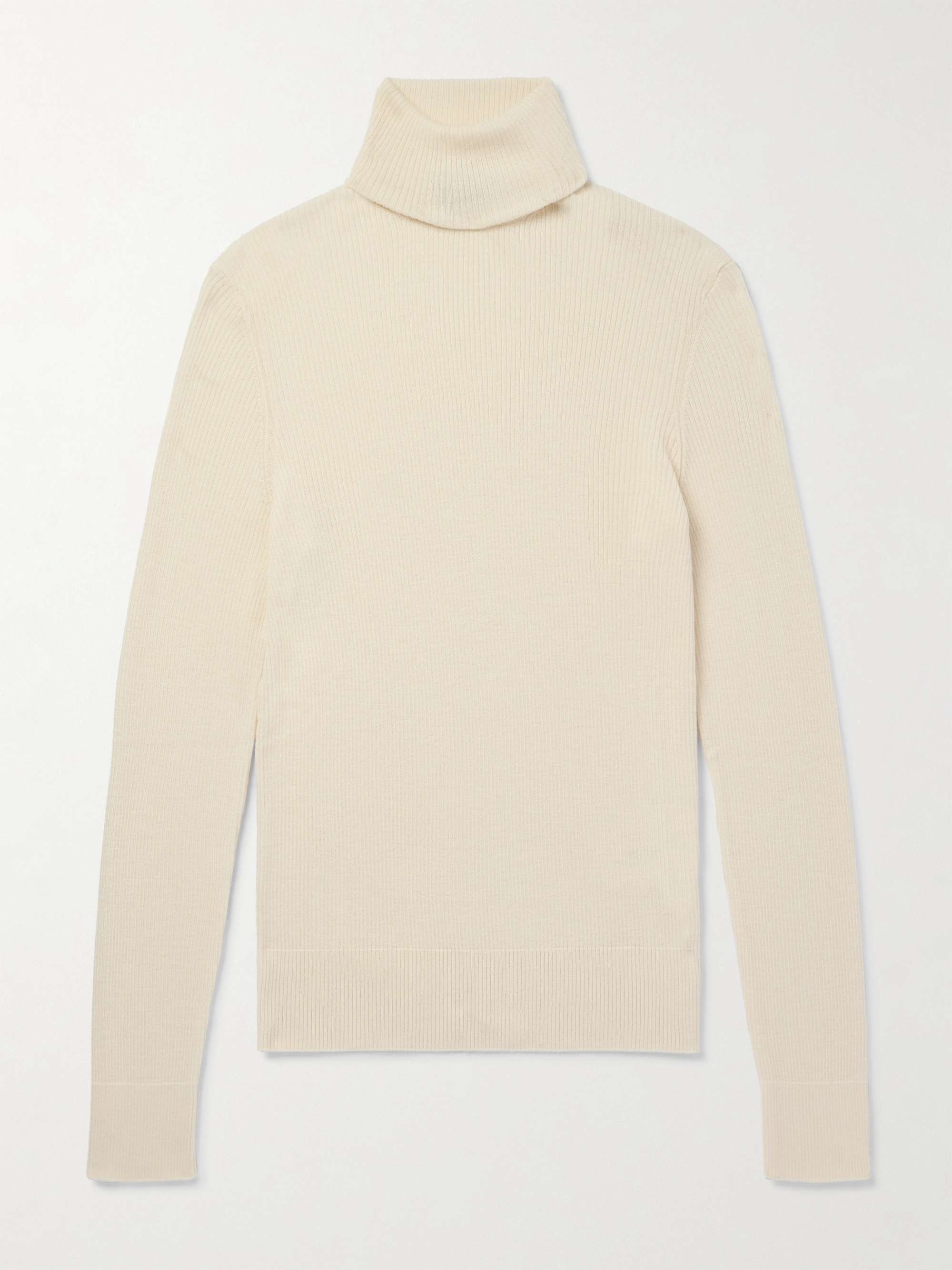 Slim-Fit Ribbed Wool, Silk and Cashmere-Blend Rollneck Sweater hero visual