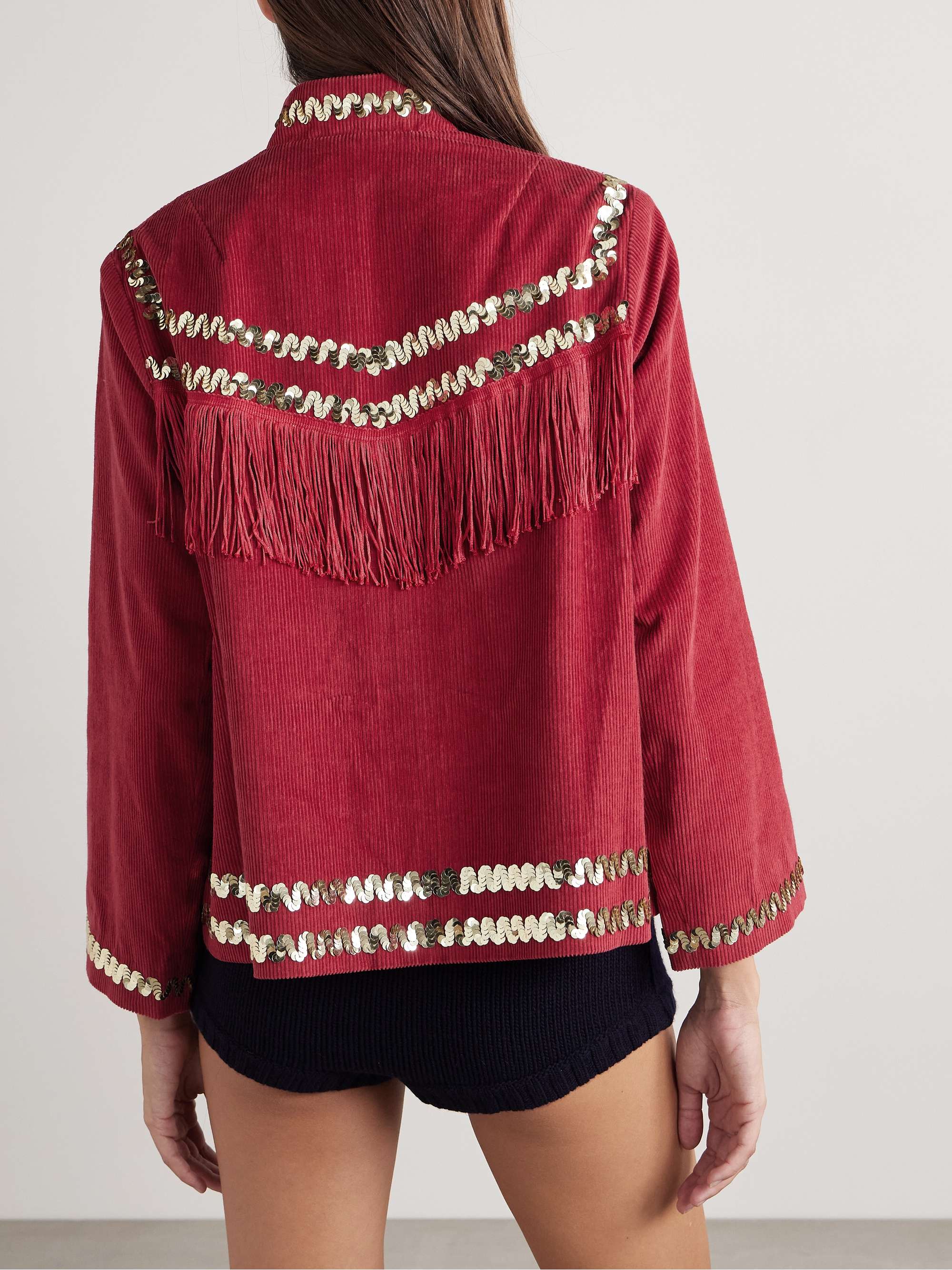 Bandstand fringed sequin-embellished cotton-corduroy jacket view