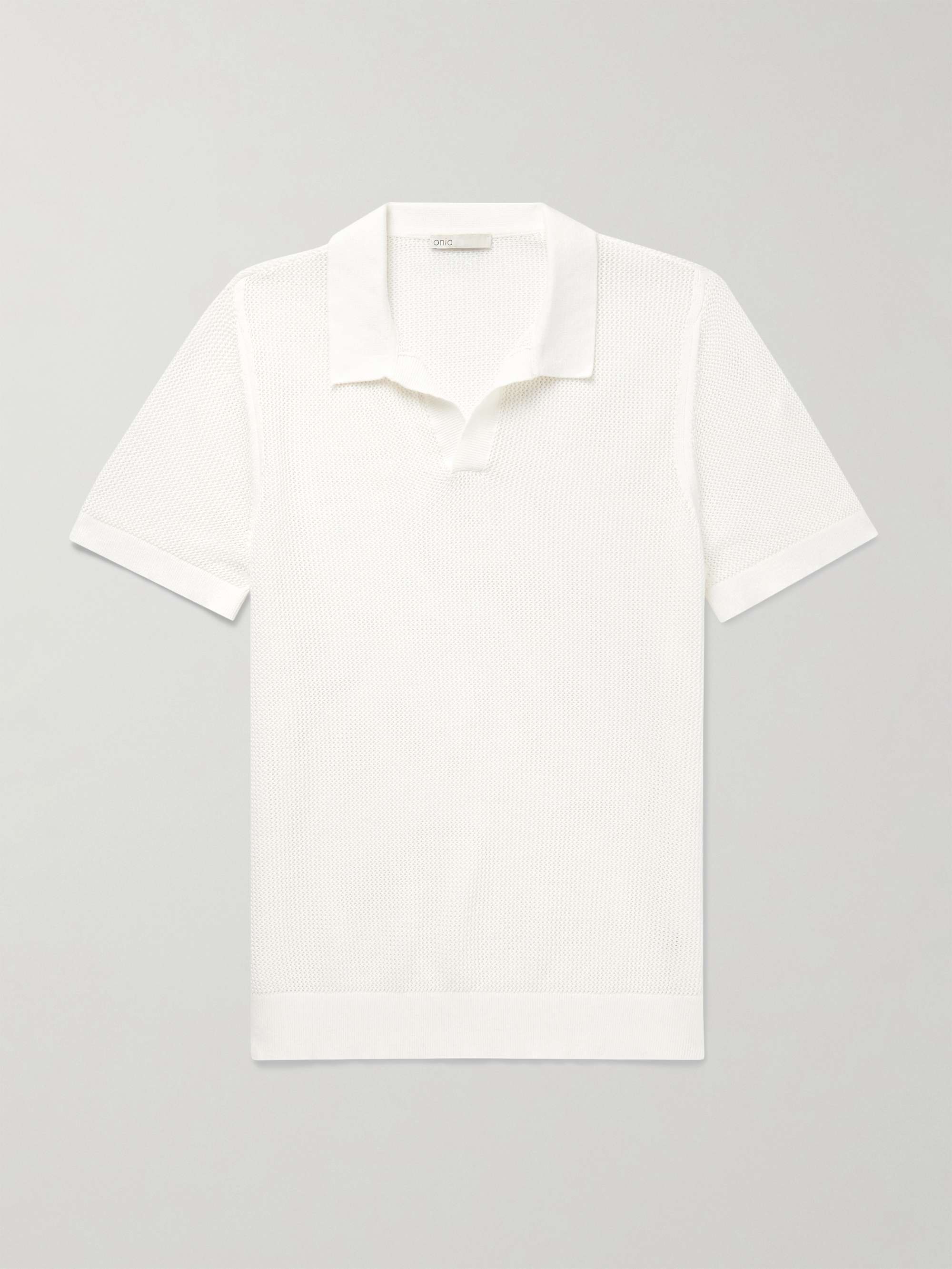 Johnny Crocheted Cotton-Blend Polo Shirt hero visual
