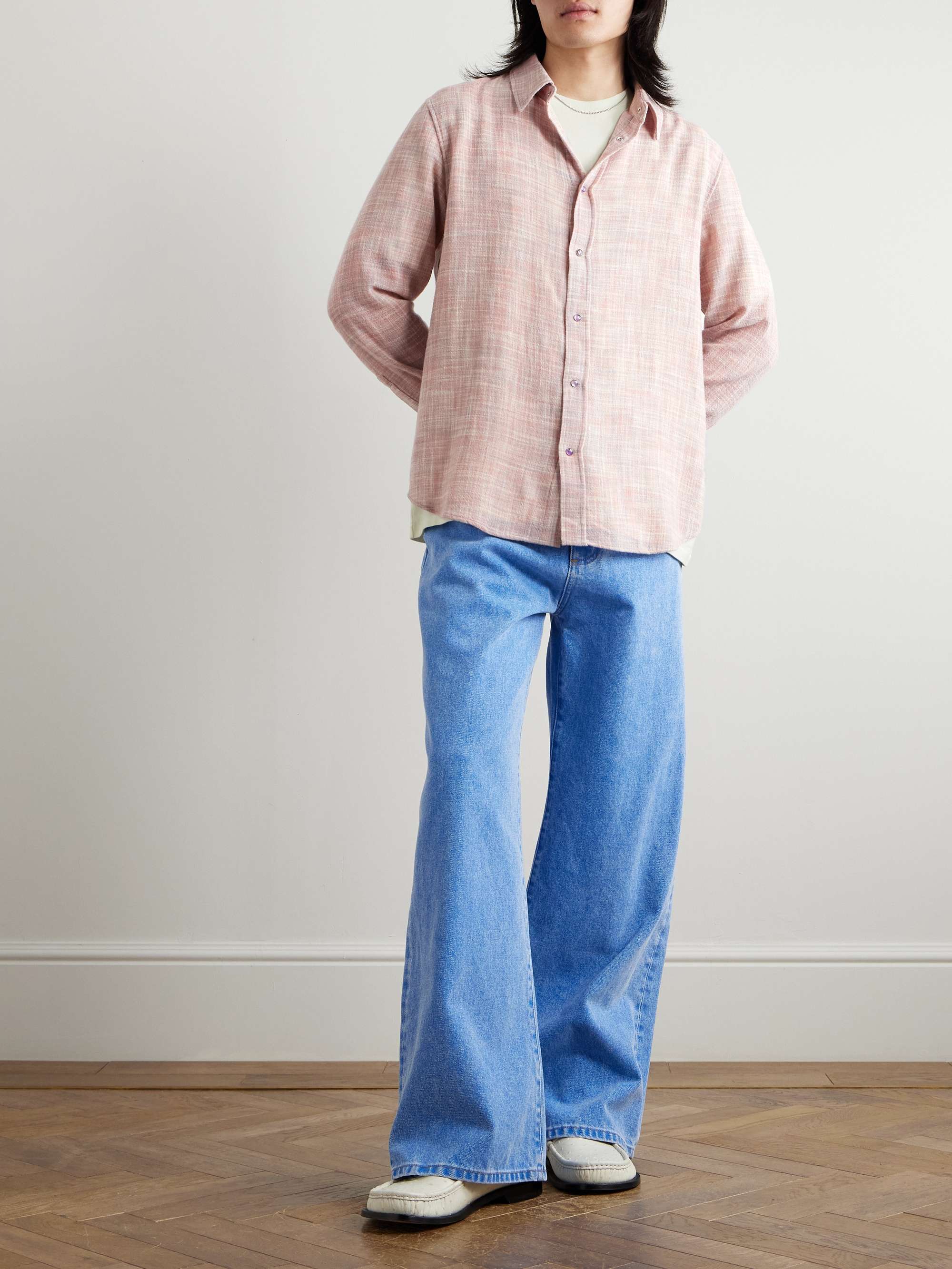 Space-Dyed Cashmere and Wool-Blend Gauze Shirt view