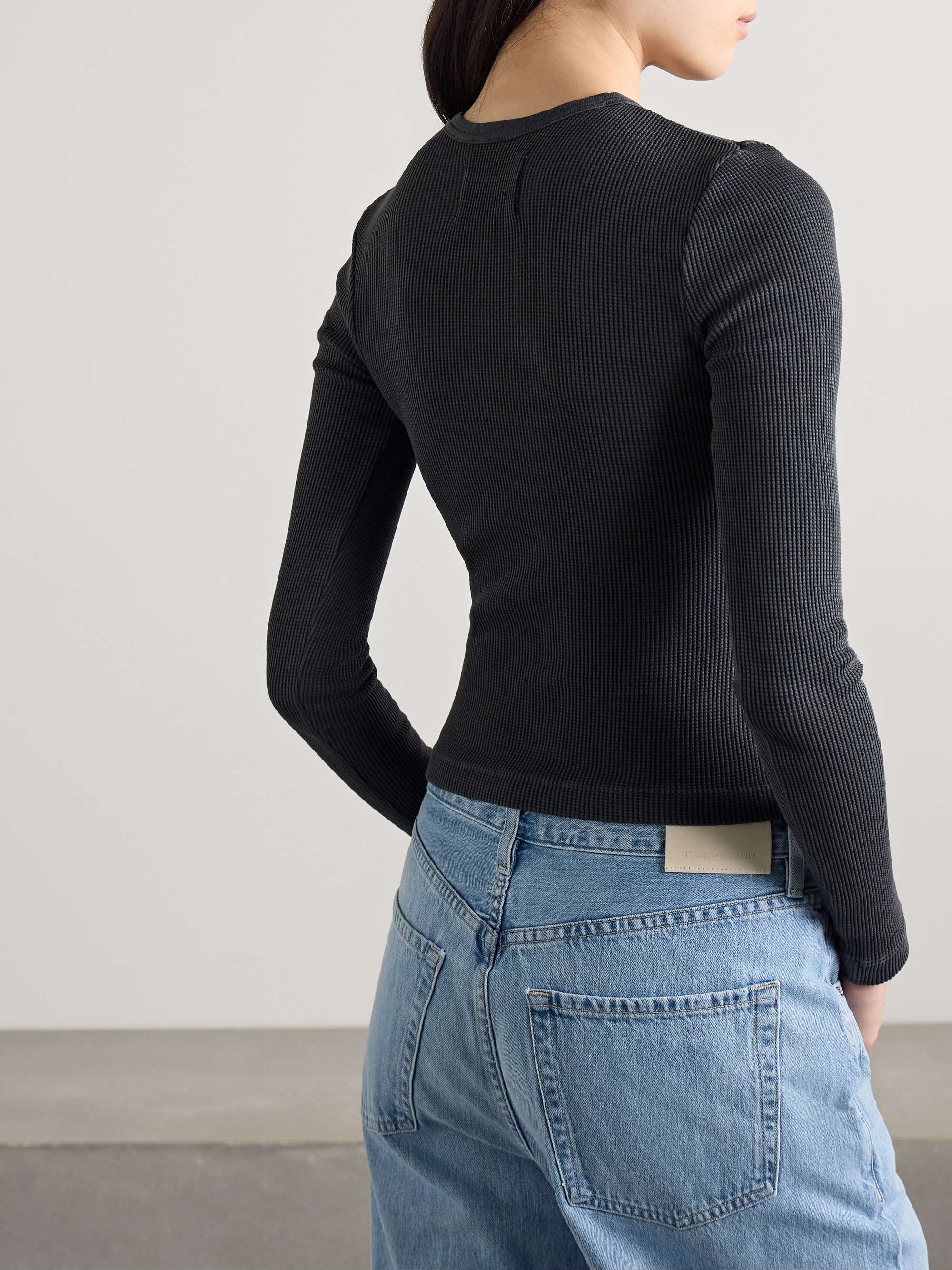 Pilar waffle-knit cotton T-shirt view