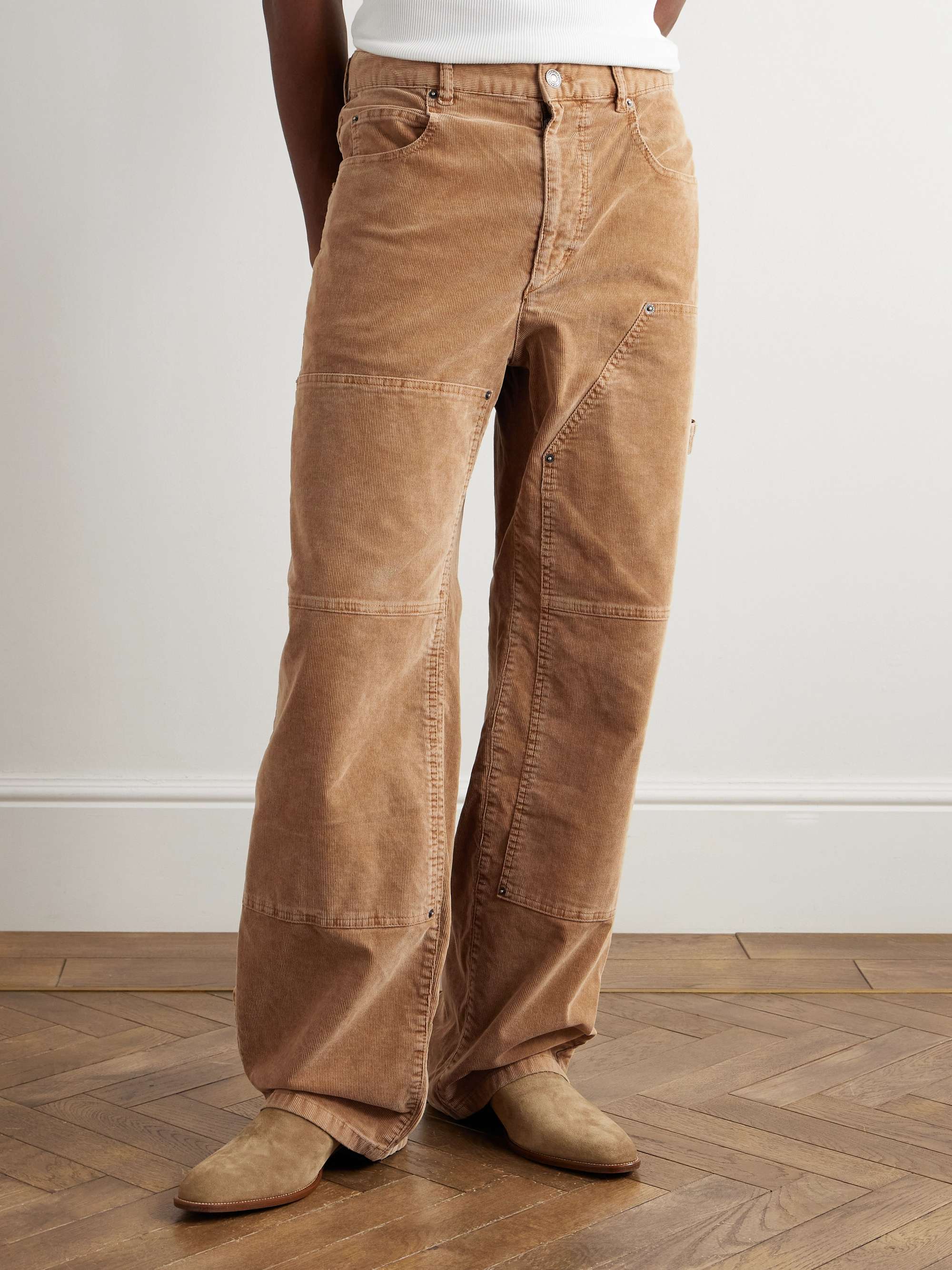 Lorson Wide-Leg Double-Knee Cotton-Blend Corduroy Trousers view