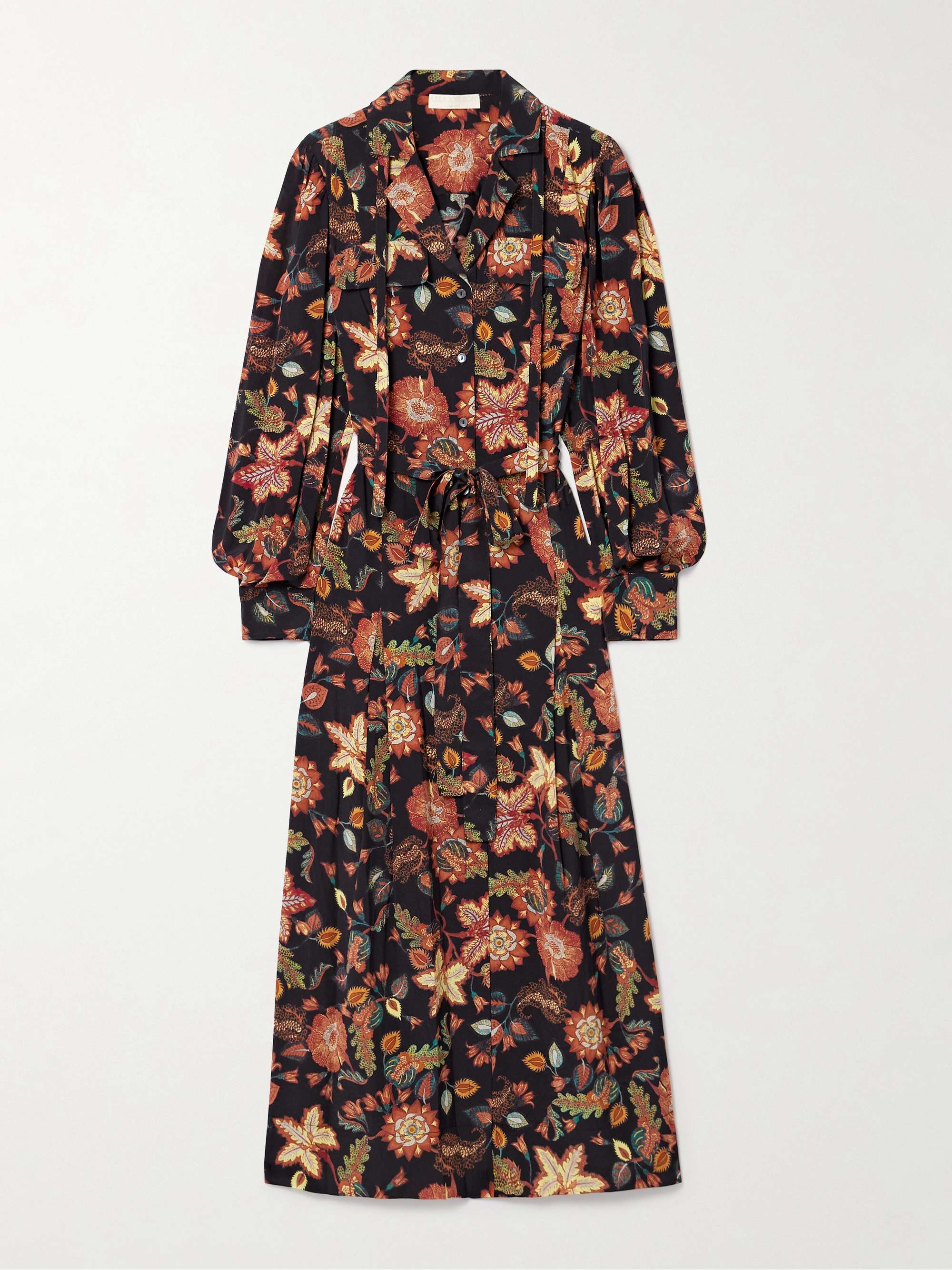 Giselle belted floral-print silk midi dress hero visual
