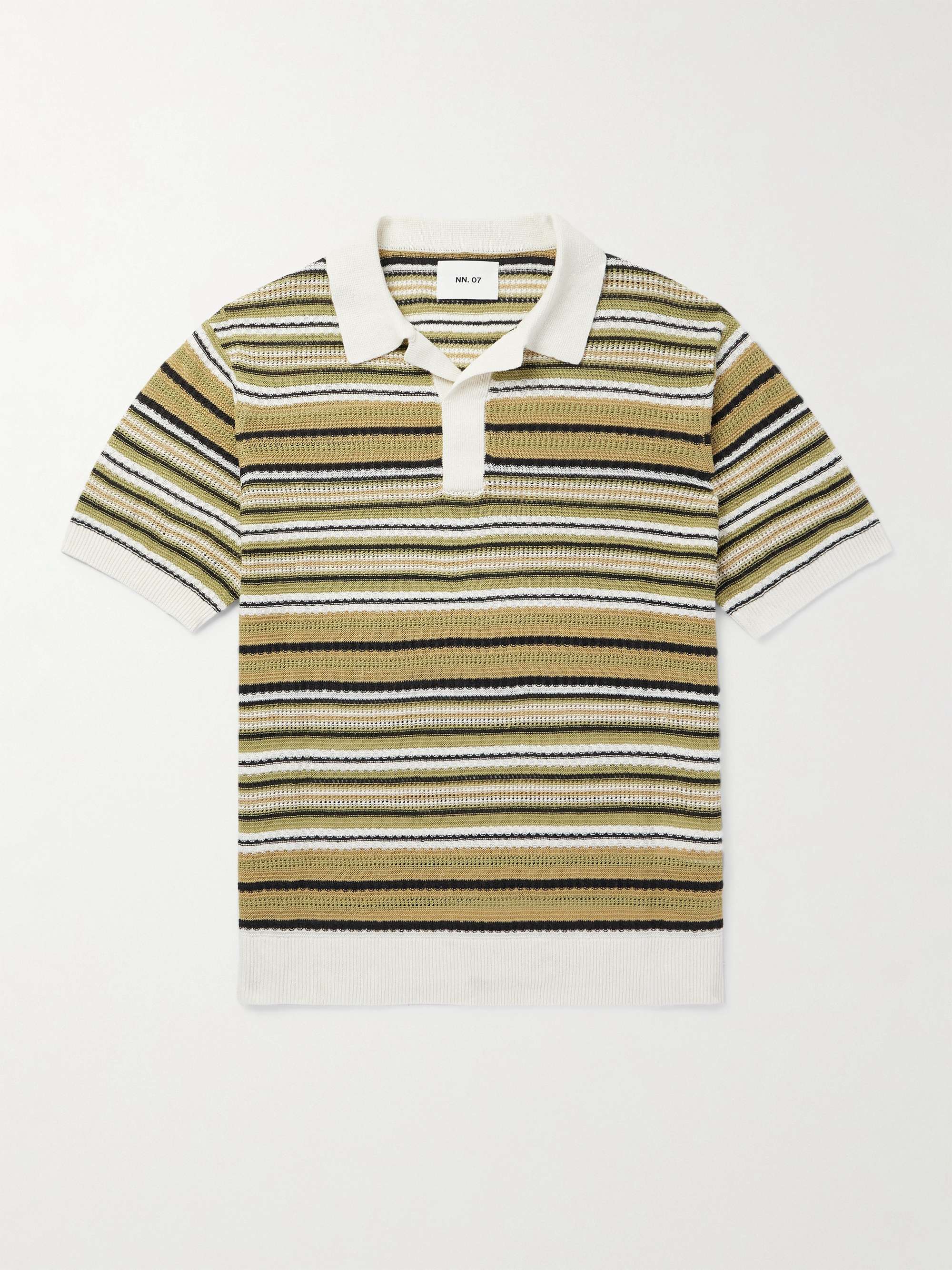 Noam 6689 Striped Linen Polo Shirt hero visual