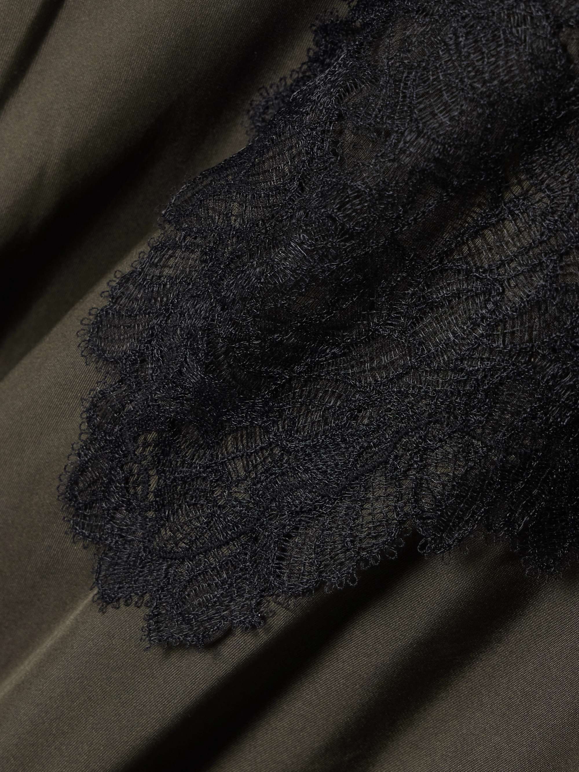 Lace-trimmed silk maxi dress view