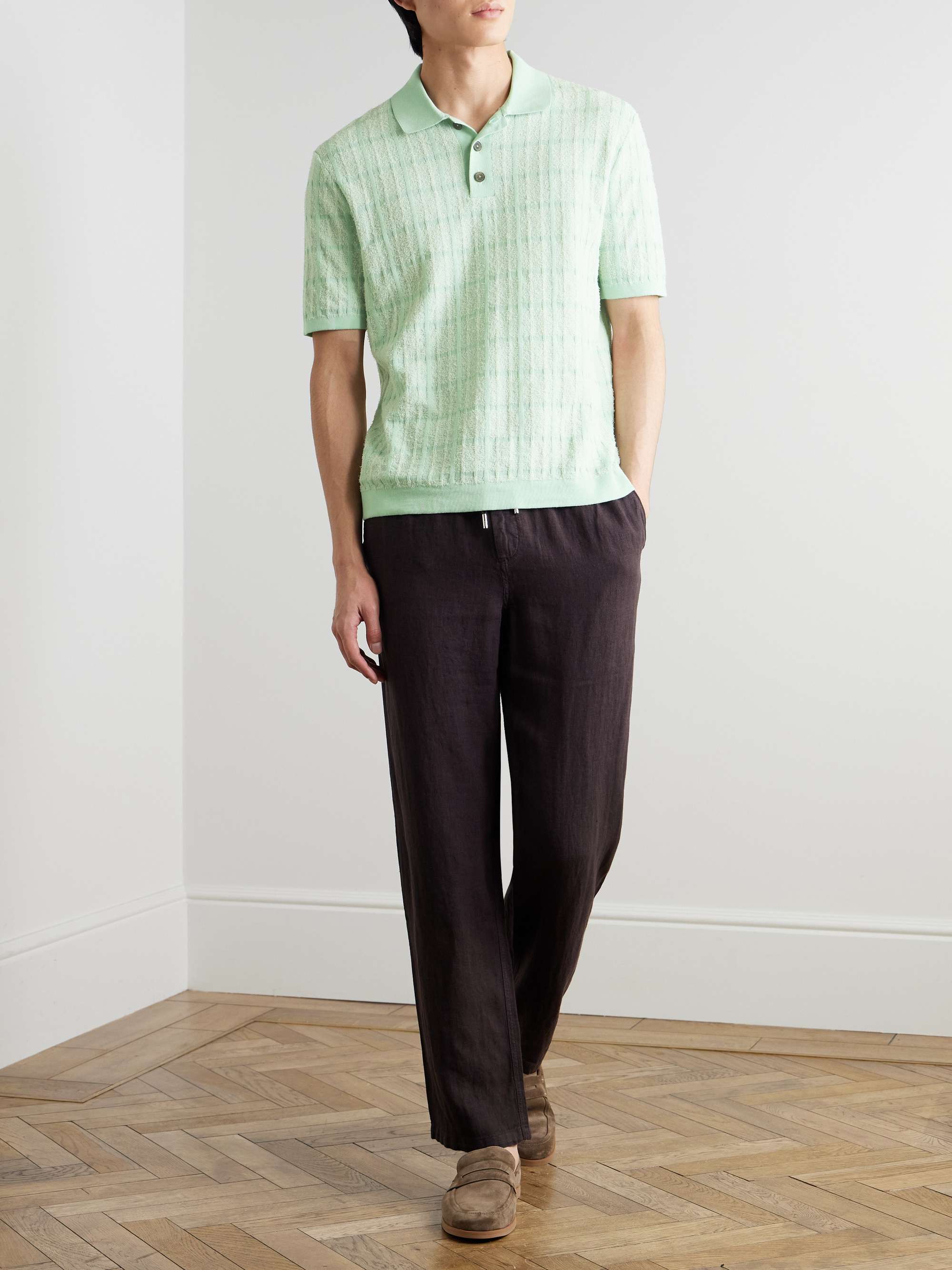 Checked Organic Cotton-Blend Jacquard Polo Shirt view
