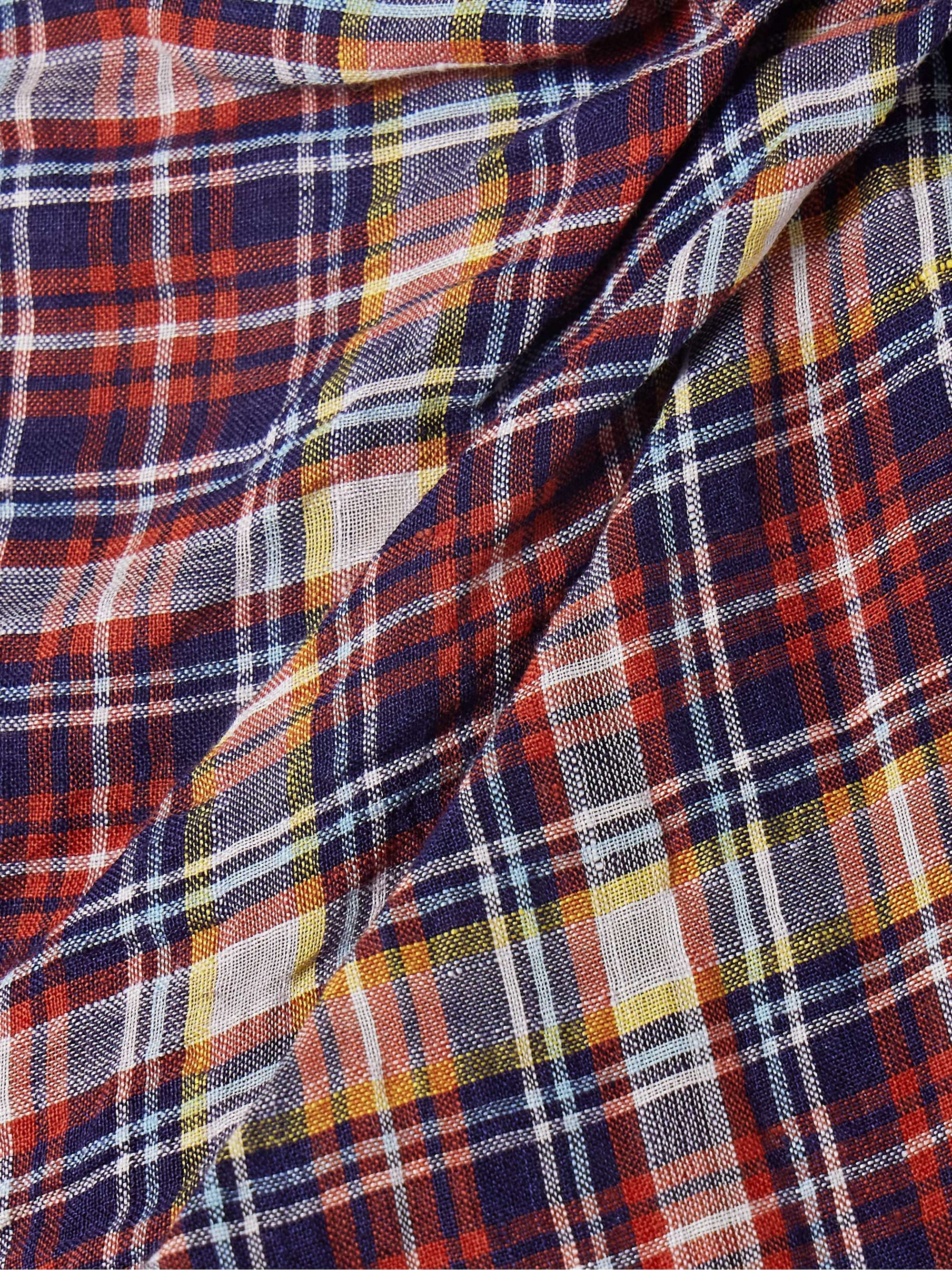 Nymph asymmetric gathered checked linen and cotton-blend mini skirt view