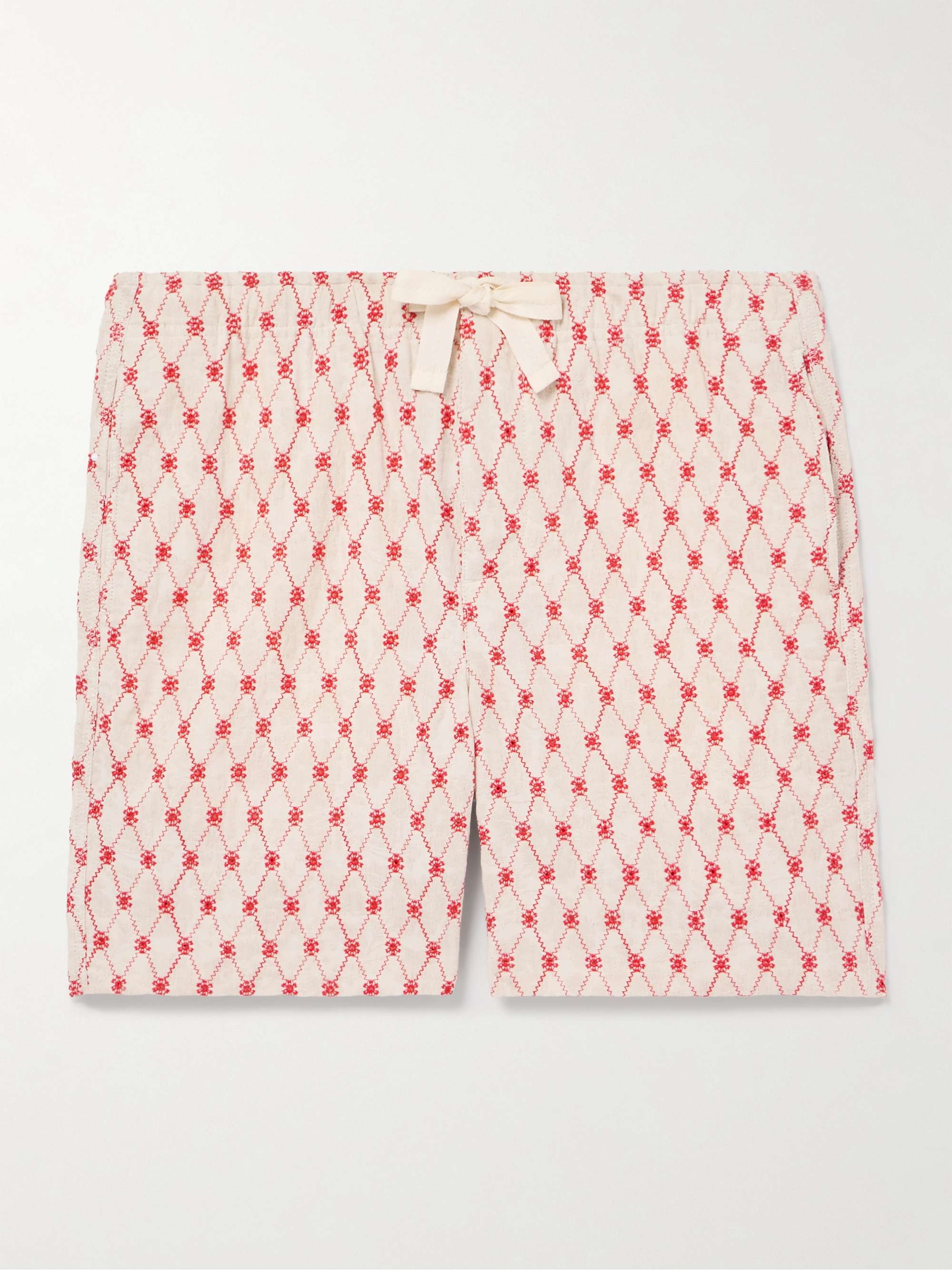 Alex Straight-Leg Embroidered Cotton and Linen-Blend Jacquard Drawstring Shorts hero visual