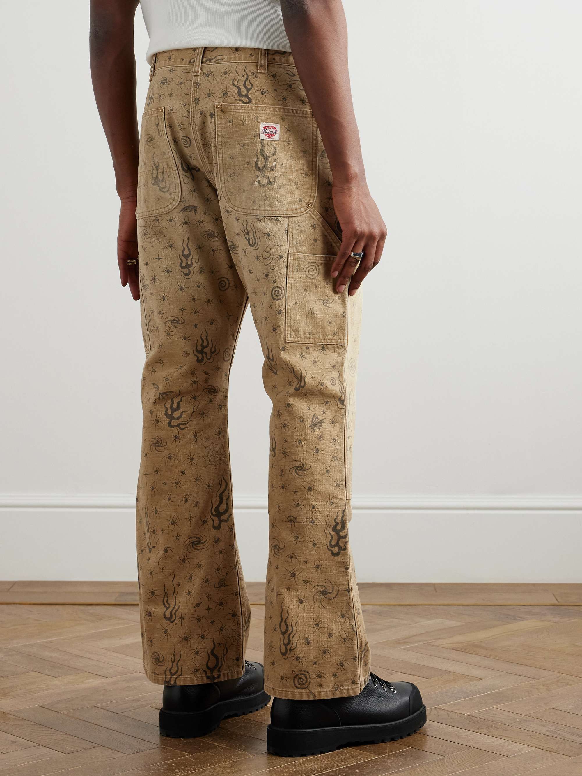 + Dr. Woo Bootcut Double-Knee Printed Cotton-Canvas Trousers view