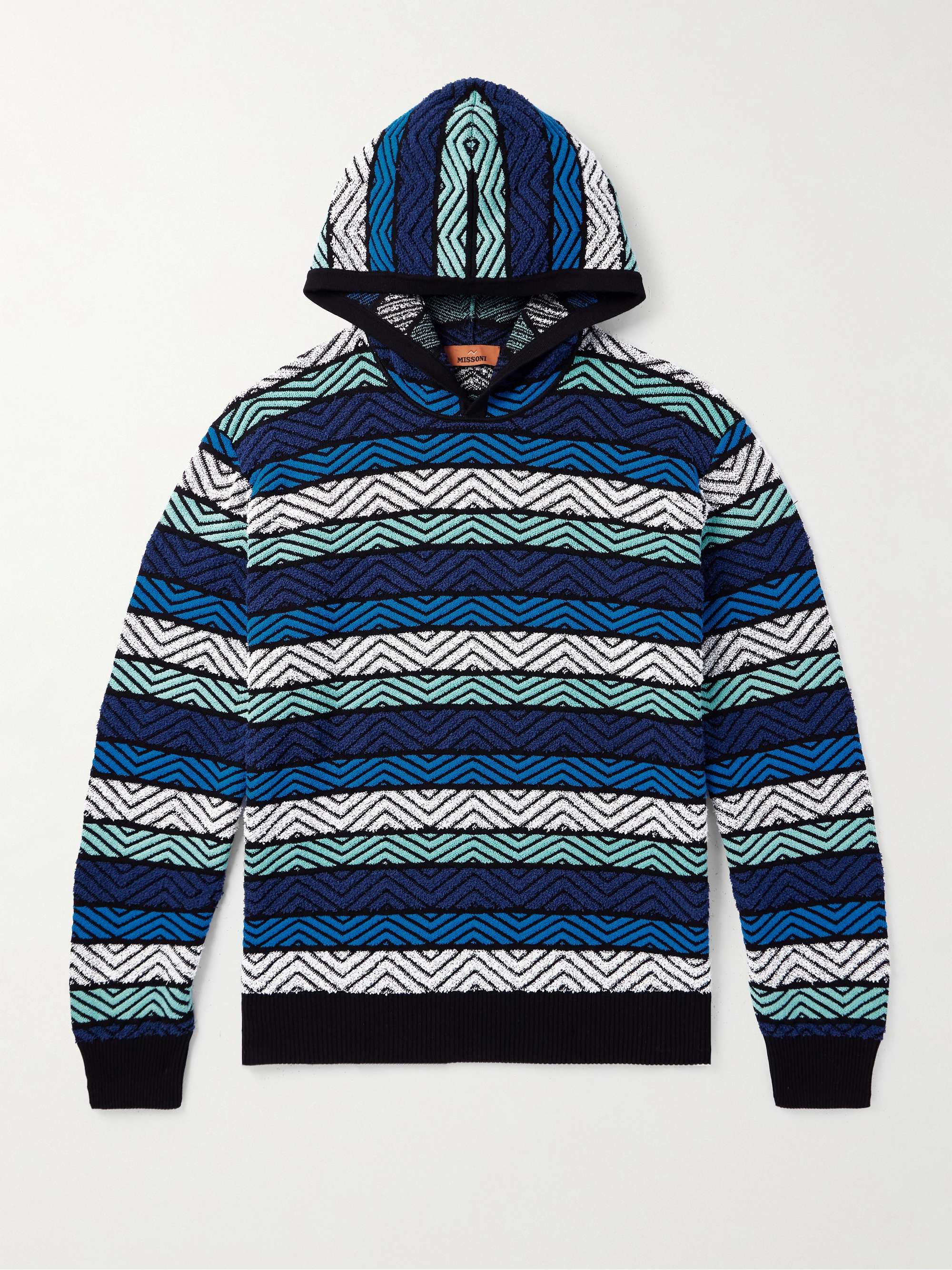 Striped Cotton-Blend Terry Jacquard Hoodie hero visual