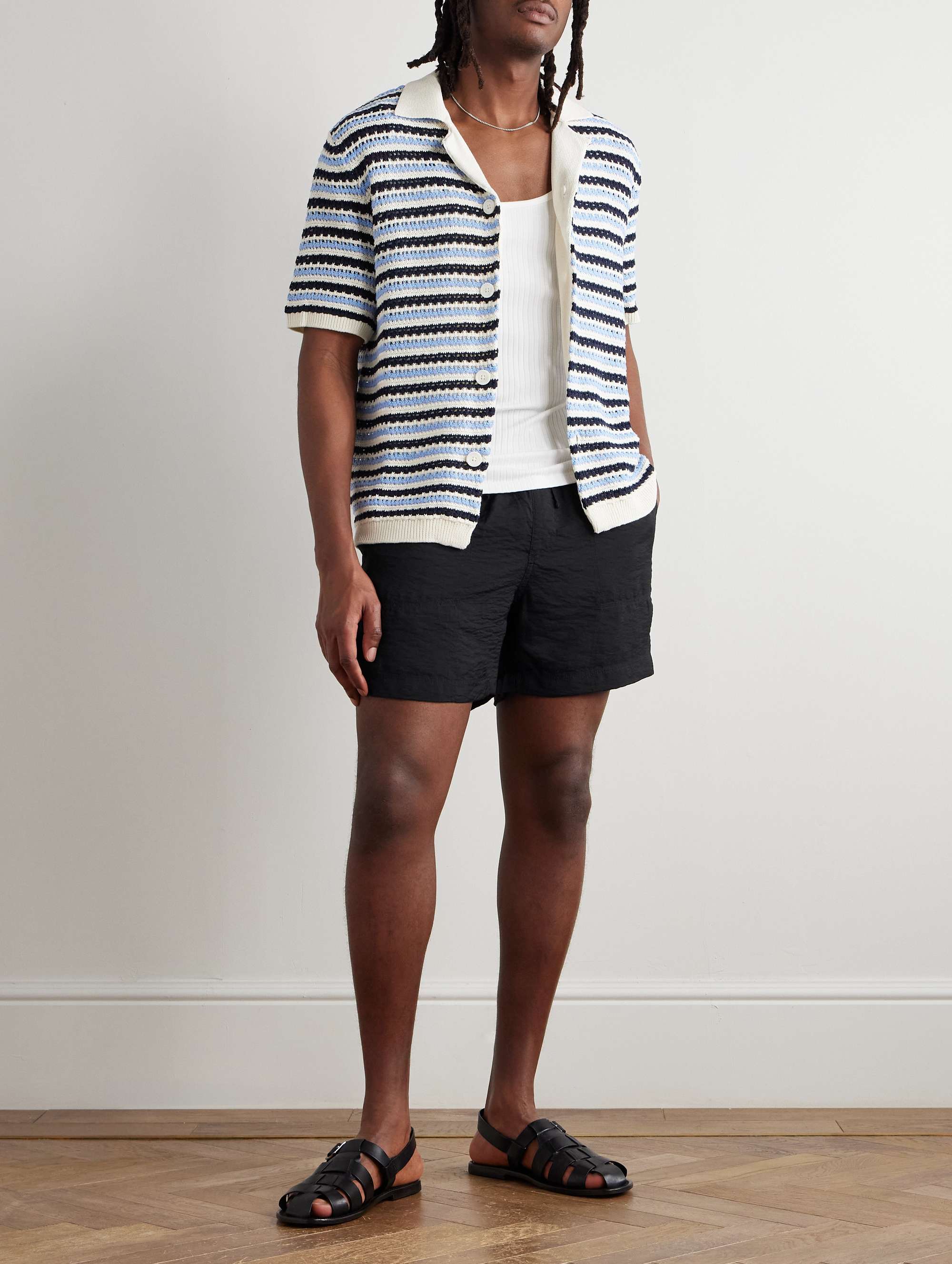 Ryder 5971 Straight-Leg Crinkled TENCEL™ Modal-Blend Drawstring Shorts view